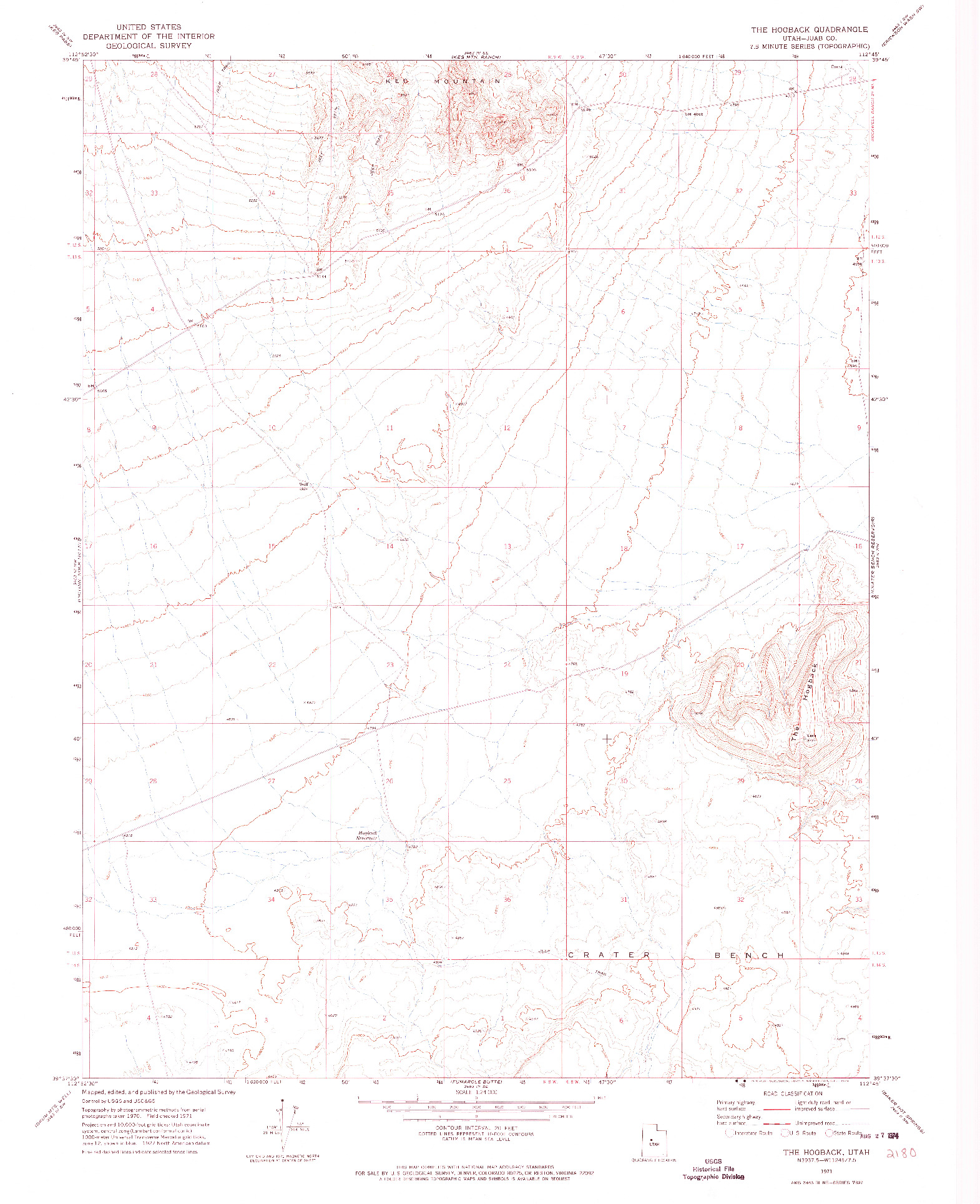 USGS 1:24000-SCALE QUADRANGLE FOR THE HOGBACK, UT 1971