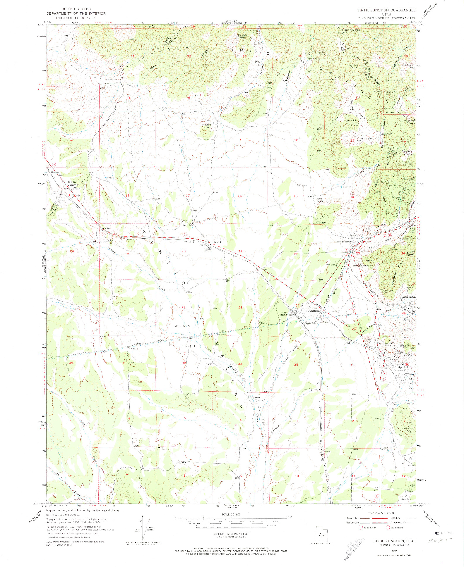 USGS 1:24000-SCALE QUADRANGLE FOR TINTIC JUNCTION, UT 1954