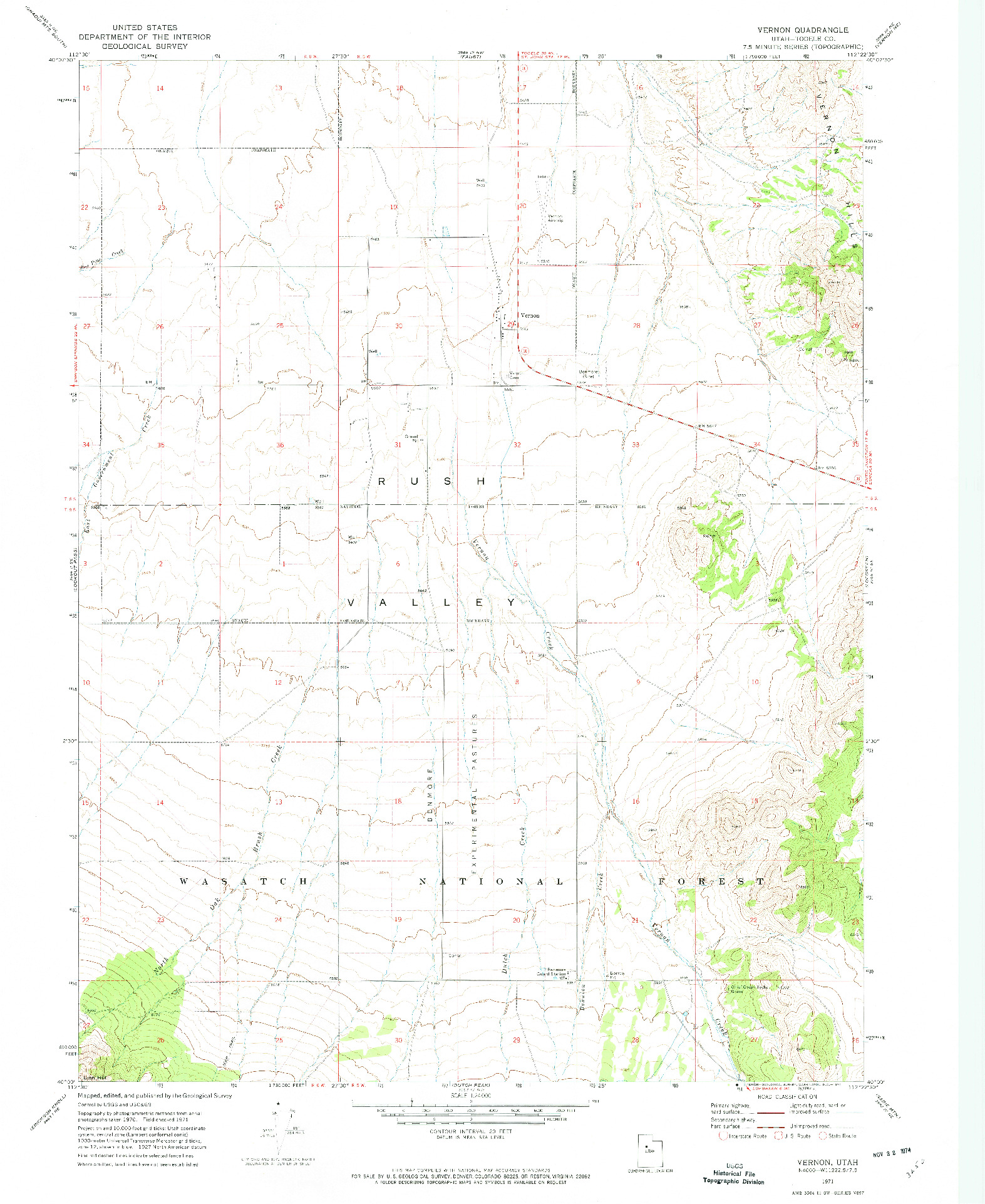 USGS 1:24000-SCALE QUADRANGLE FOR VERNON, UT 1971