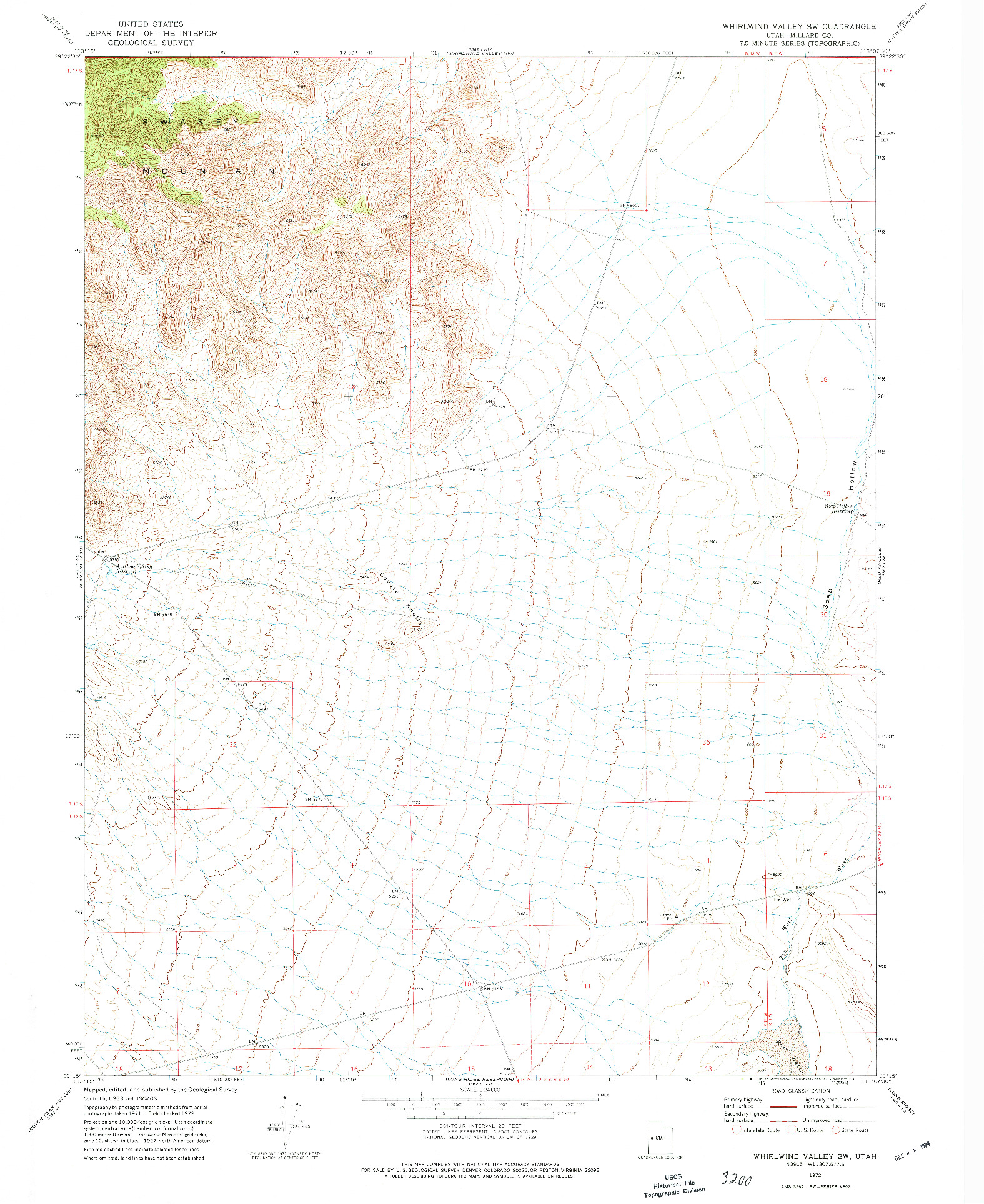 USGS 1:24000-SCALE QUADRANGLE FOR WHIRLWIND VALLEY SW, UT 1972