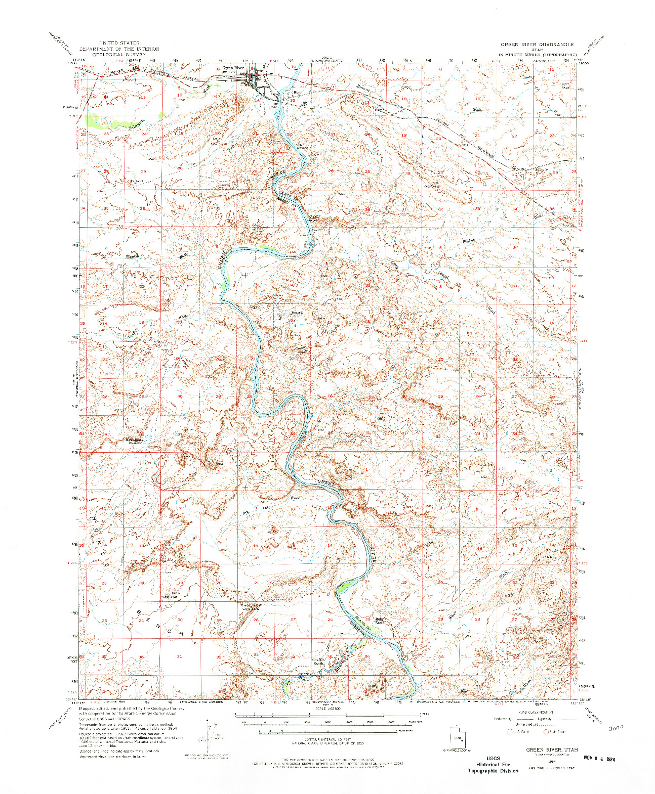 USGS 1:62500-SCALE QUADRANGLE FOR GREEN RIVER, UT 1954