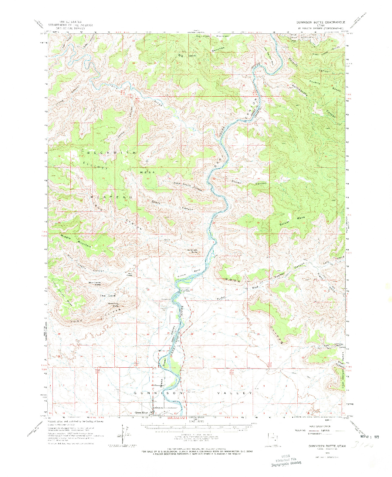 USGS 1:62500-SCALE QUADRANGLE FOR GUNNISON BUTTE, UT 1963