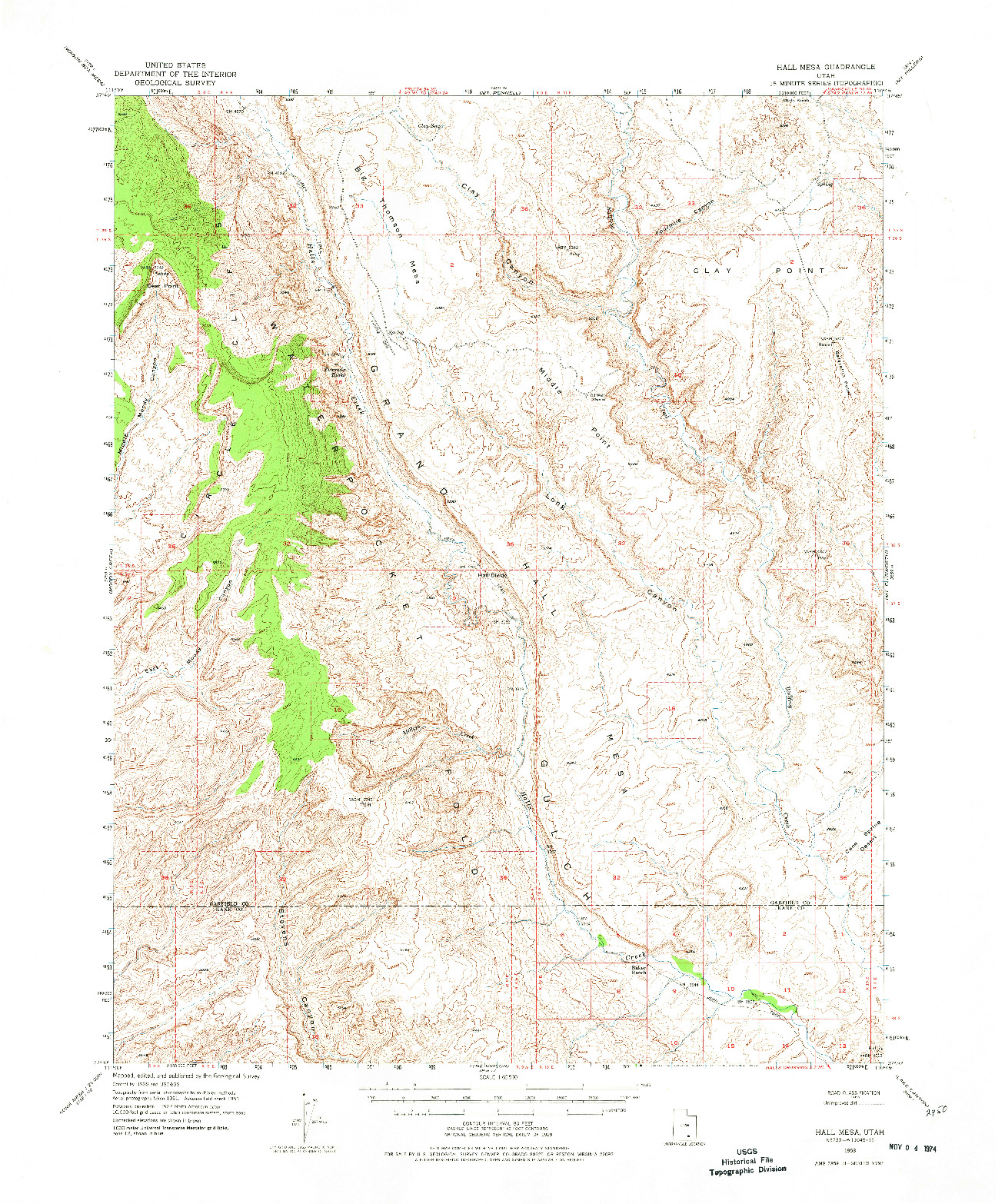 USGS 1:62500-SCALE QUADRANGLE FOR HALL MESA, UT 1953