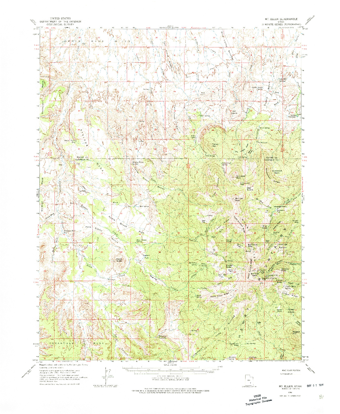 USGS 1:62500-SCALE QUADRANGLE FOR MT. ELLEN, UT 1962