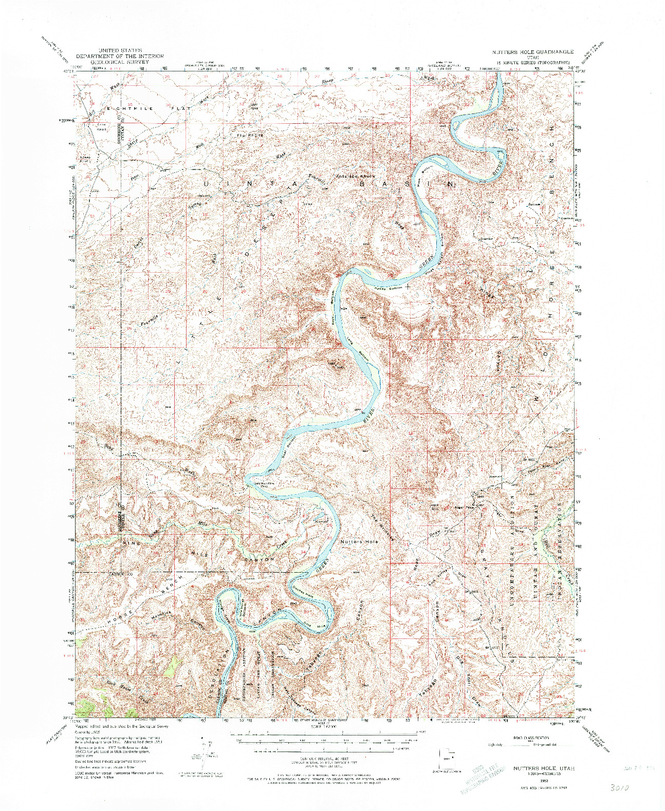 USGS 1:62500-SCALE QUADRANGLE FOR NUTTERS HOLE, UT 1953