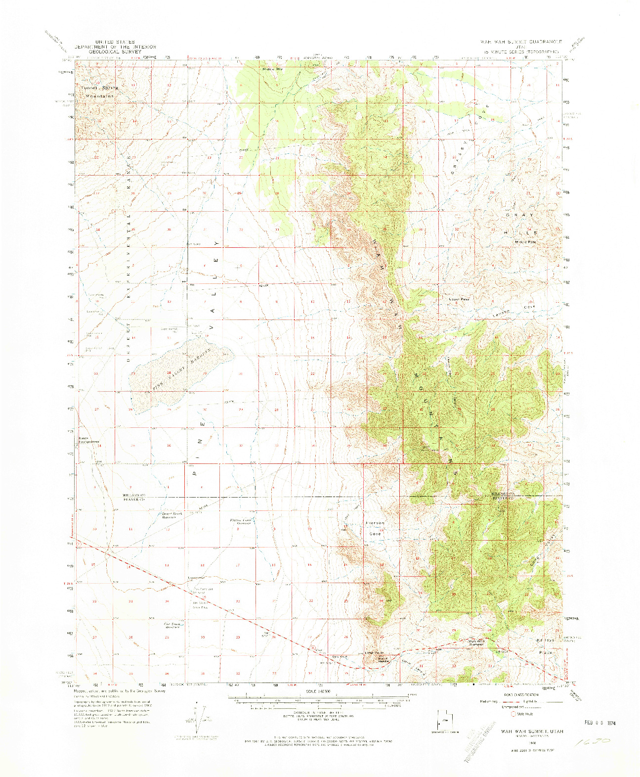 USGS 1:62500-SCALE QUADRANGLE FOR WAH WAH SUMMIT, UT 1960