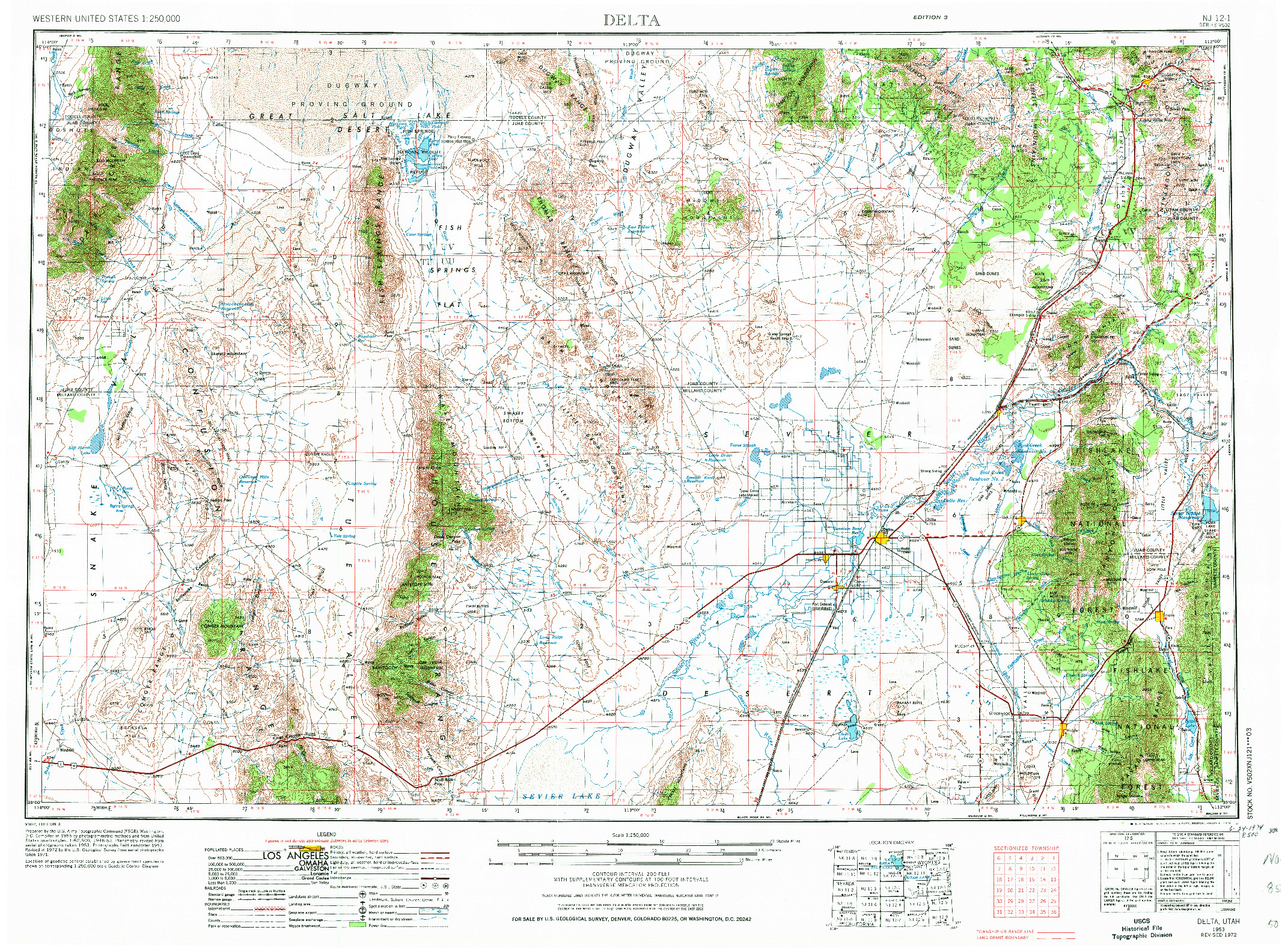USGS 1:250000-SCALE QUADRANGLE FOR DELTA, UT 1953