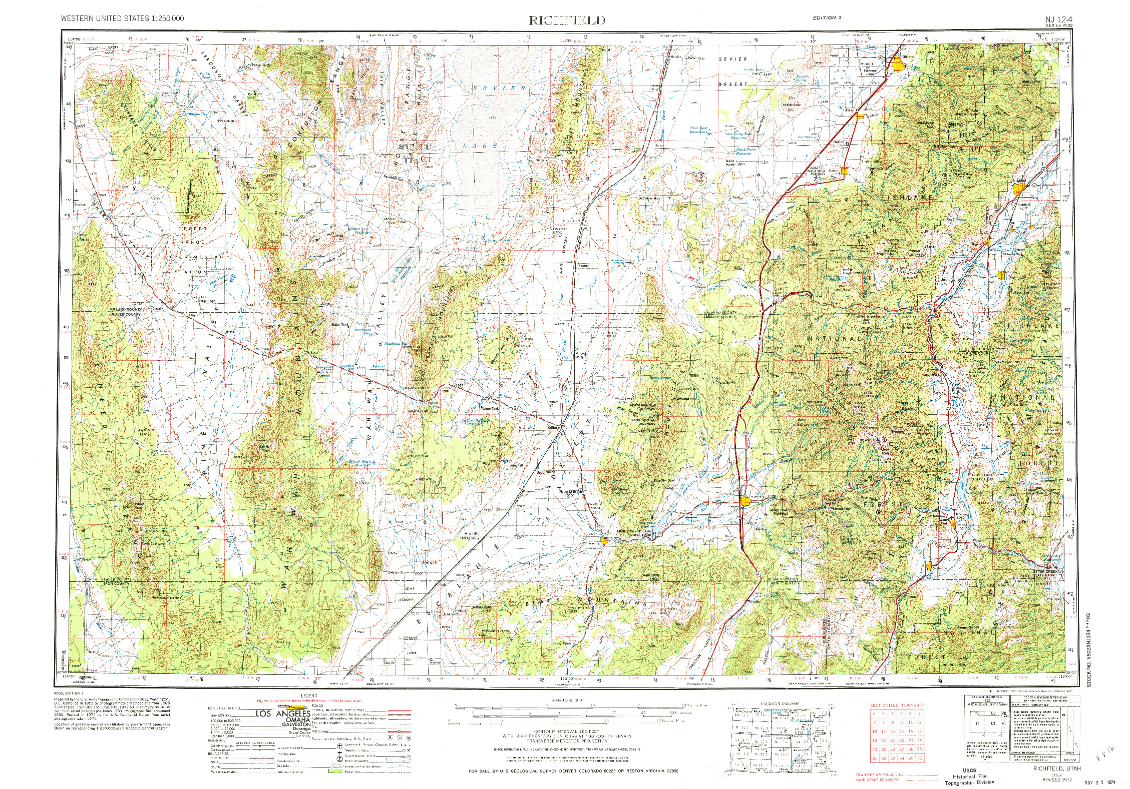 USGS 1:250000-SCALE QUADRANGLE FOR RICHFIELD, UT 1953