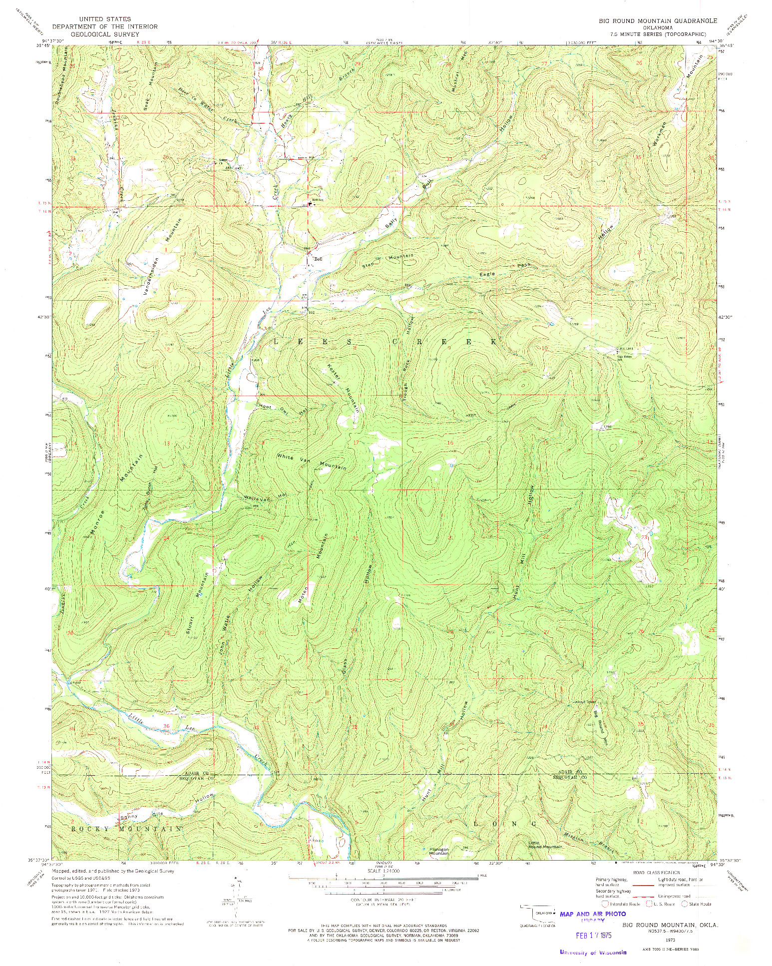 USGS 1:24000-SCALE QUADRANGLE FOR BIG ROUND MOUNTAIN, OK 1973
