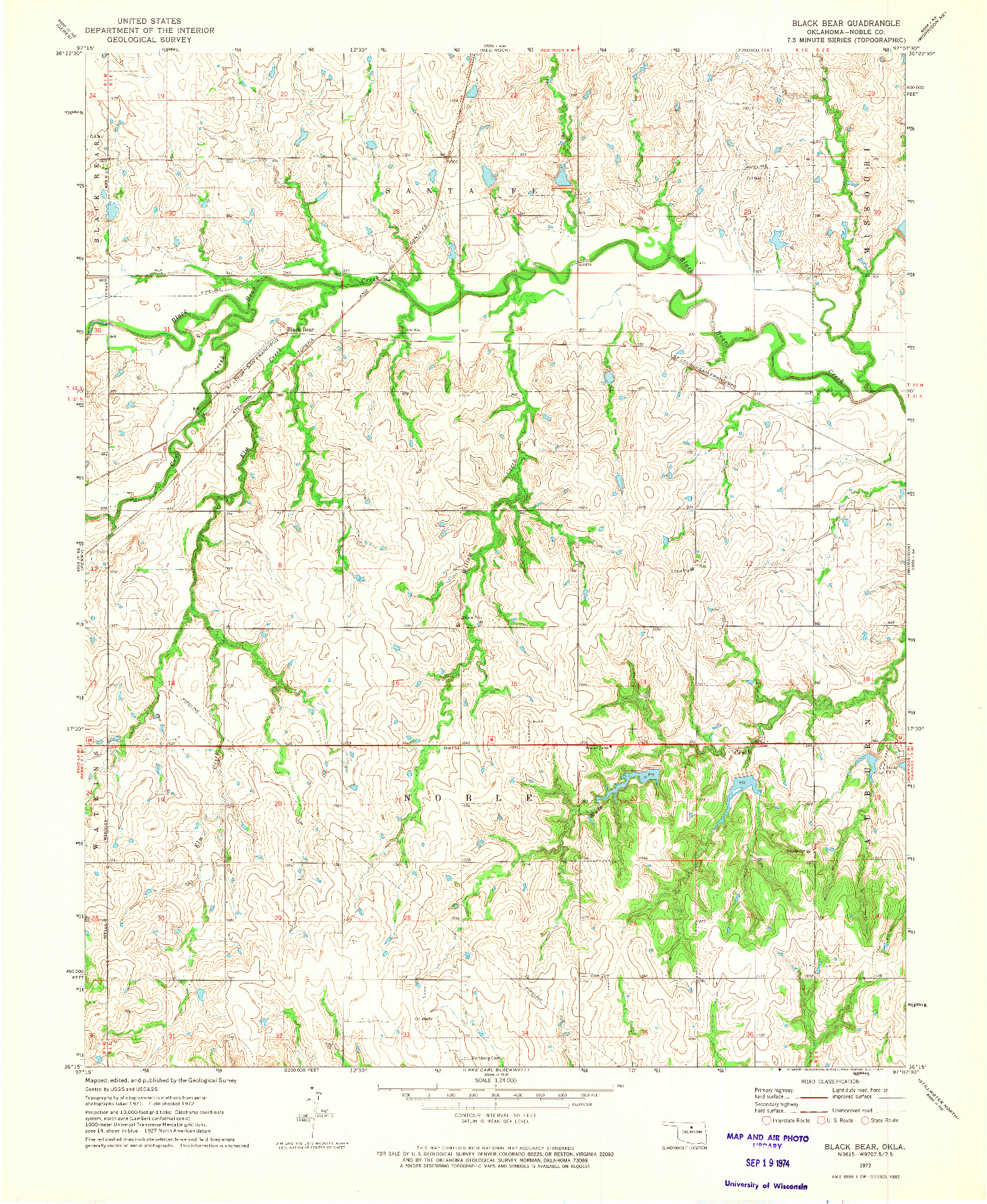 USGS 1:24000-SCALE QUADRANGLE FOR BLACK BEAR, OK 1972