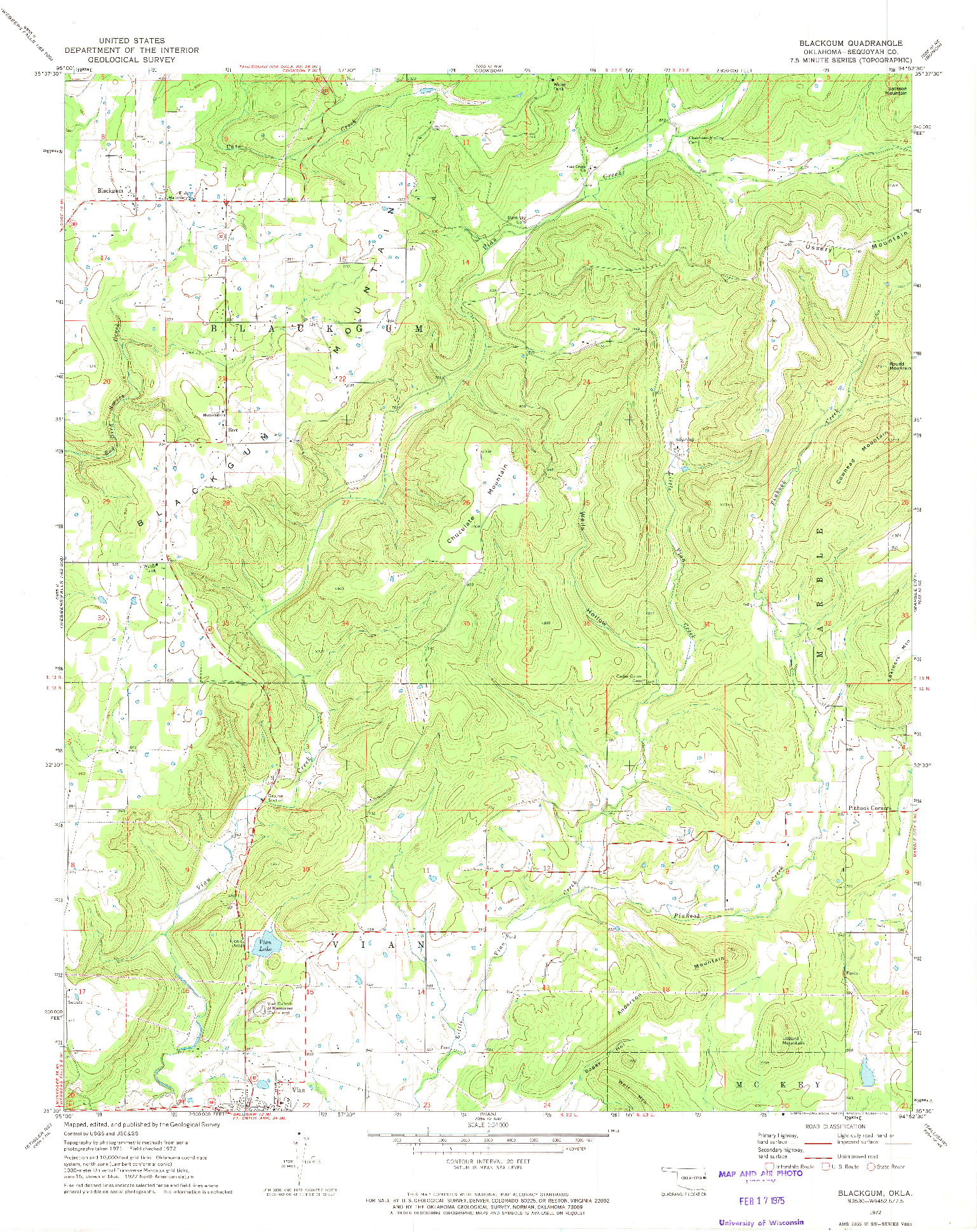 USGS 1:24000-SCALE QUADRANGLE FOR BLACKGUM, OK 1972