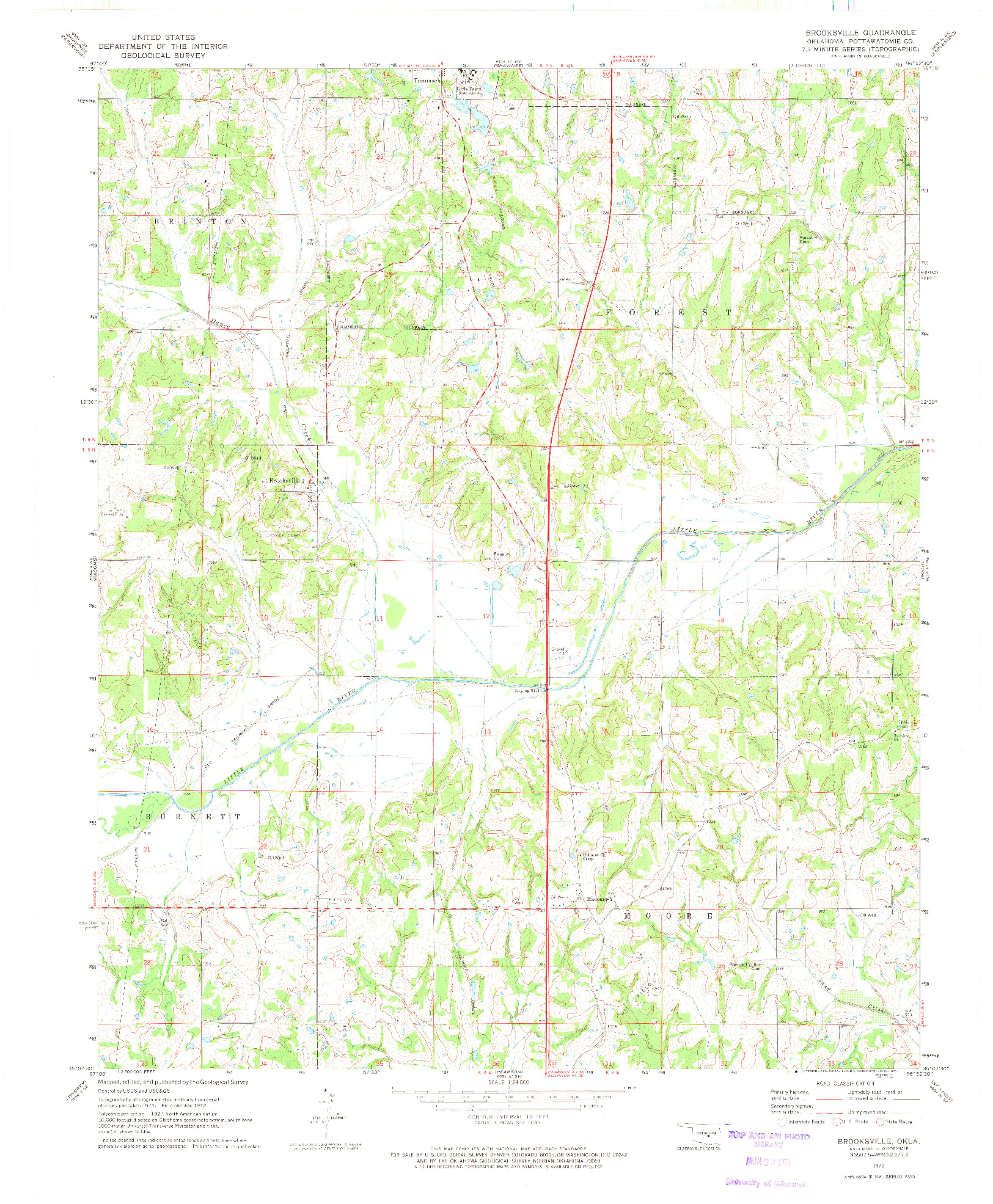 USGS 1:24000-SCALE QUADRANGLE FOR BROOKSVILLE, OK 1972