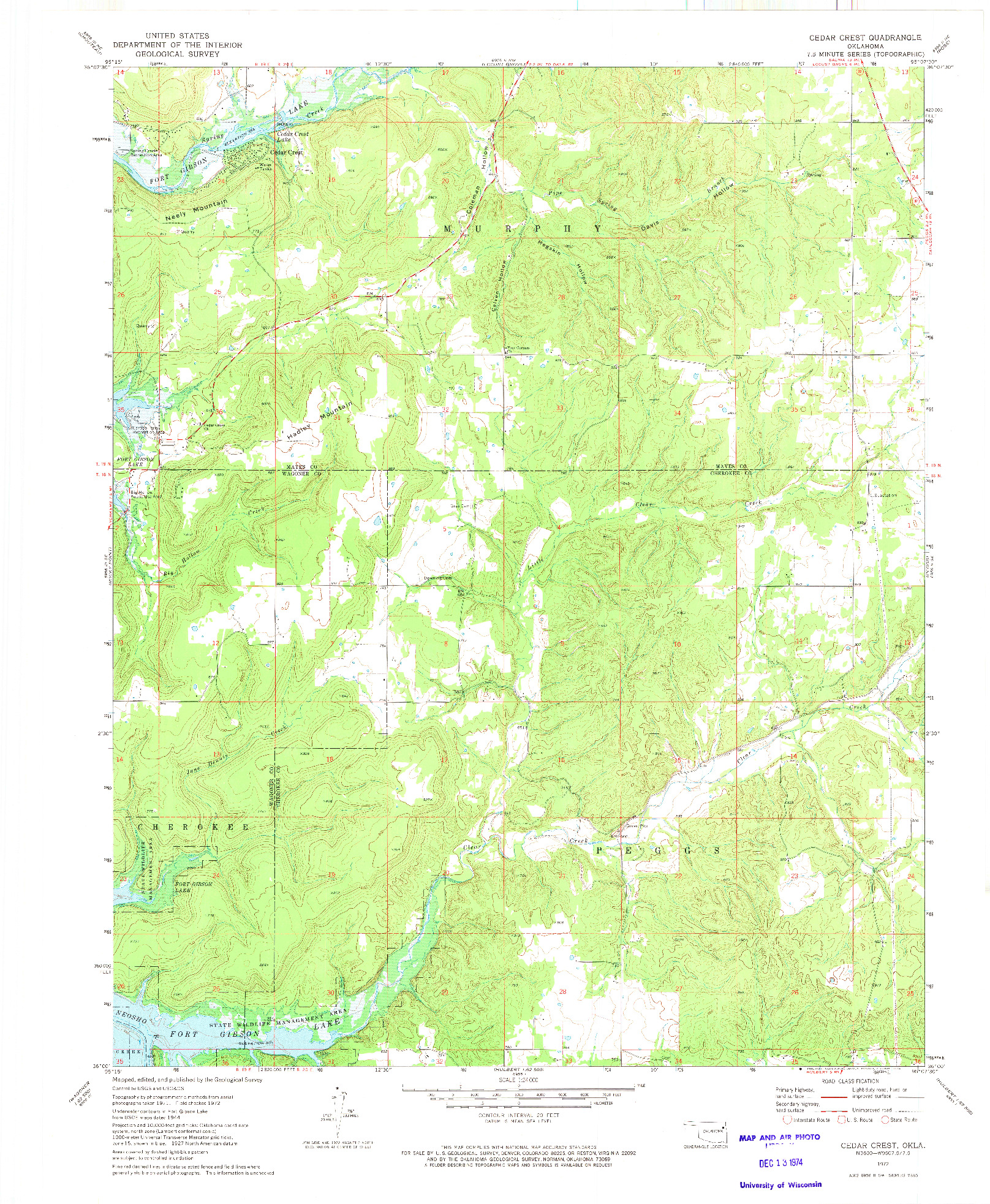 USGS 1:24000-SCALE QUADRANGLE FOR CEDAR CREST, OK 1972