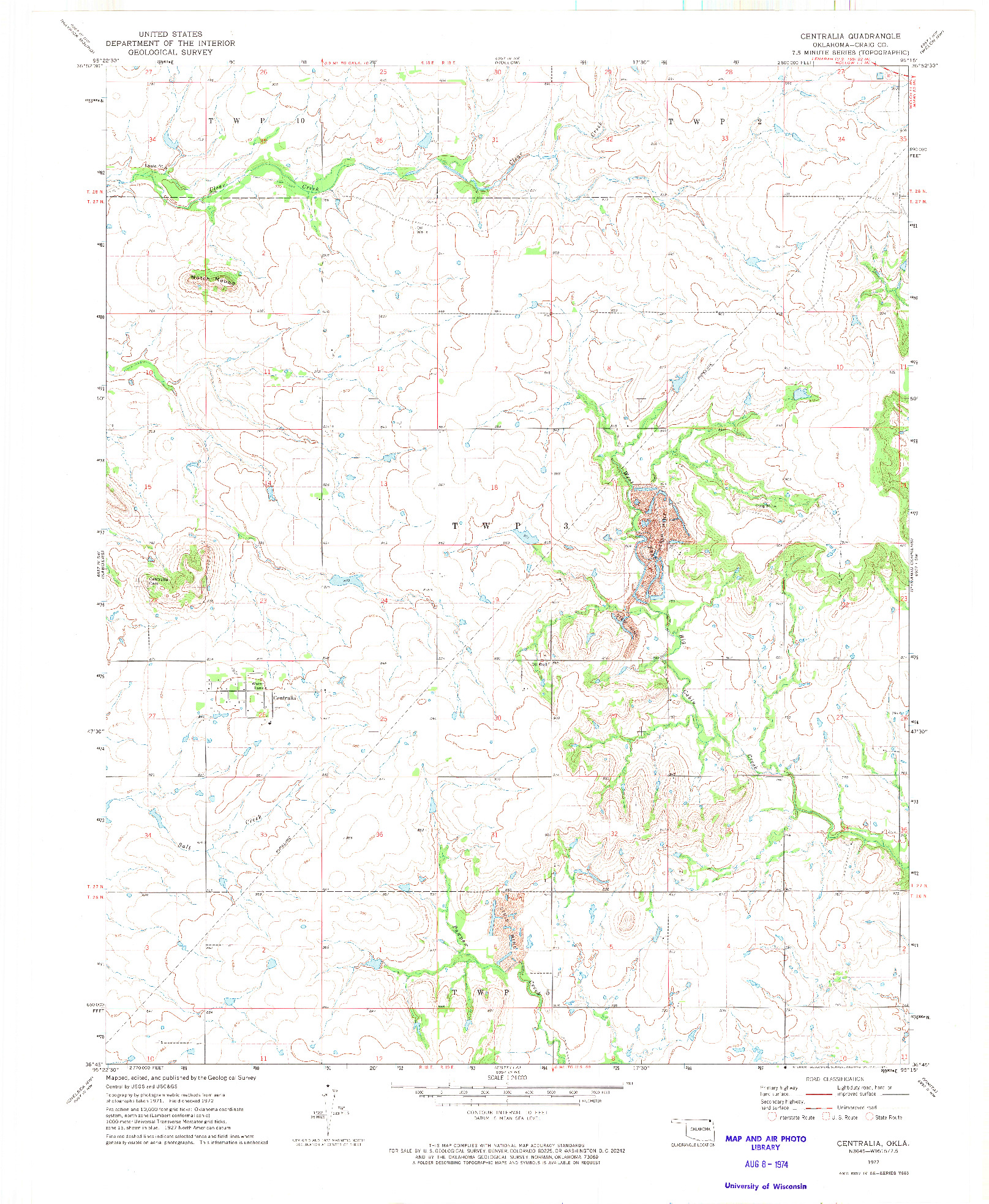 USGS 1:24000-SCALE QUADRANGLE FOR CENTRALIA, OK 1972