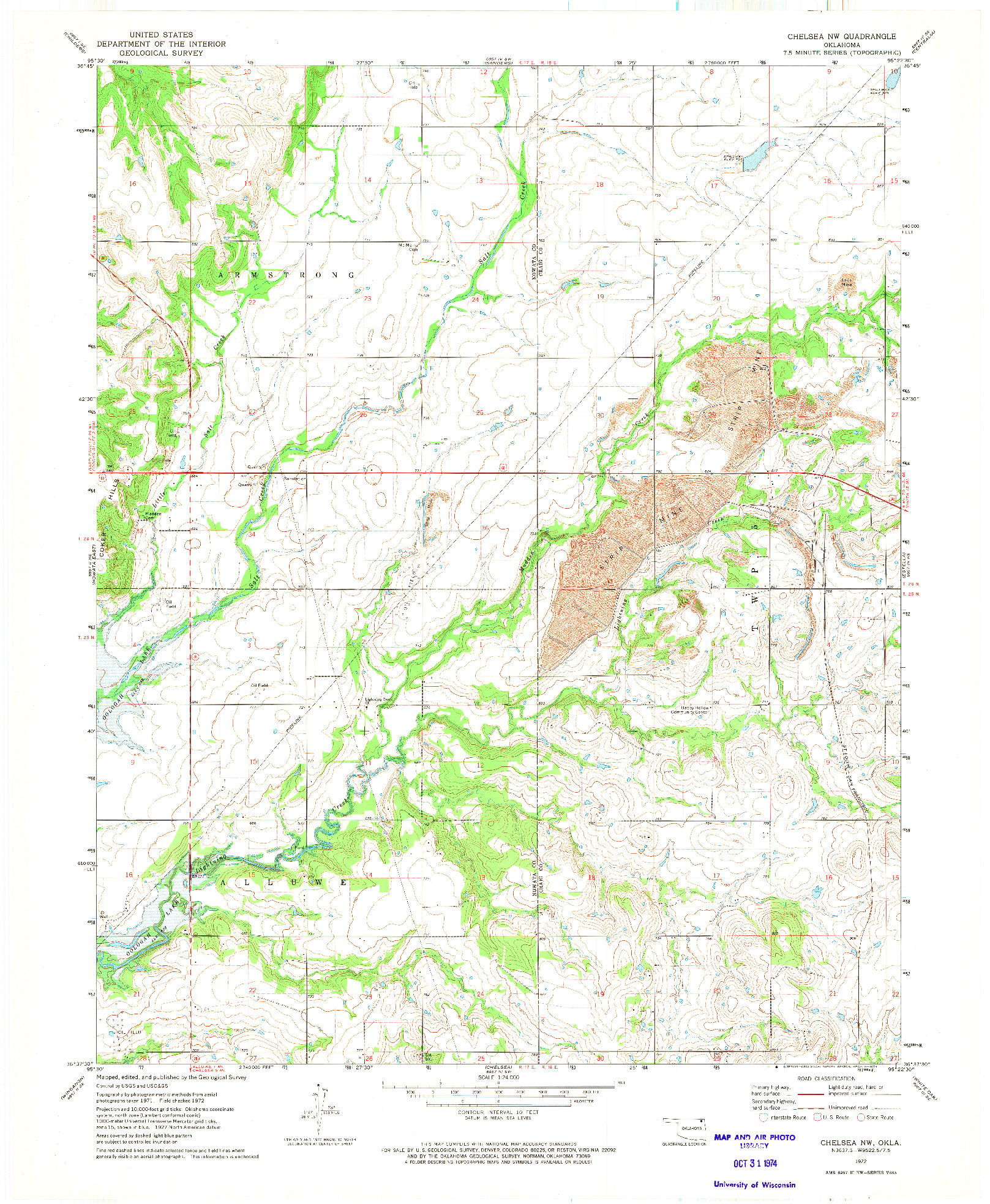 USGS 1:24000-SCALE QUADRANGLE FOR CHELSEA NW, OK 1972