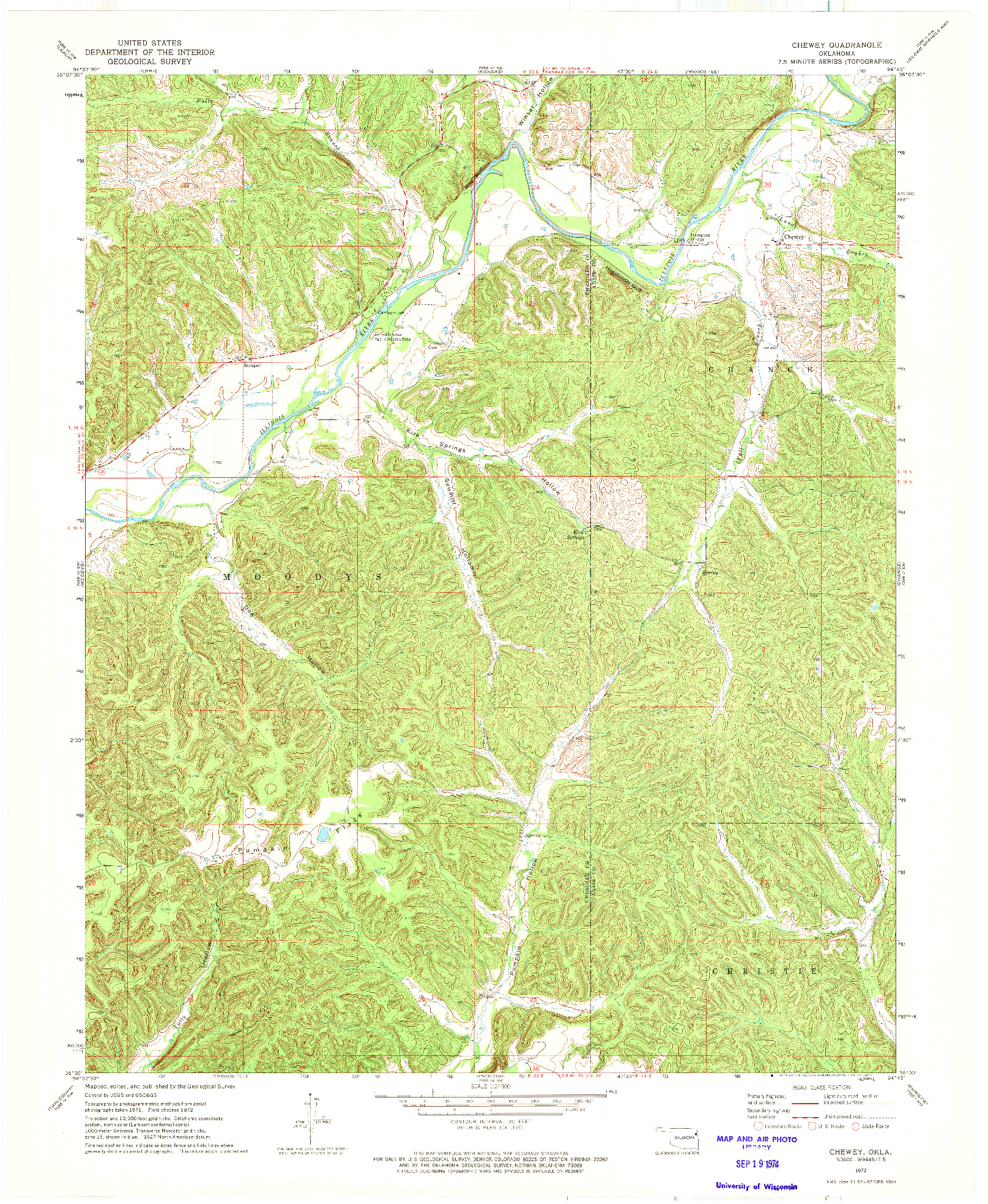 USGS 1:24000-SCALE QUADRANGLE FOR CHEWEY, OK 1972