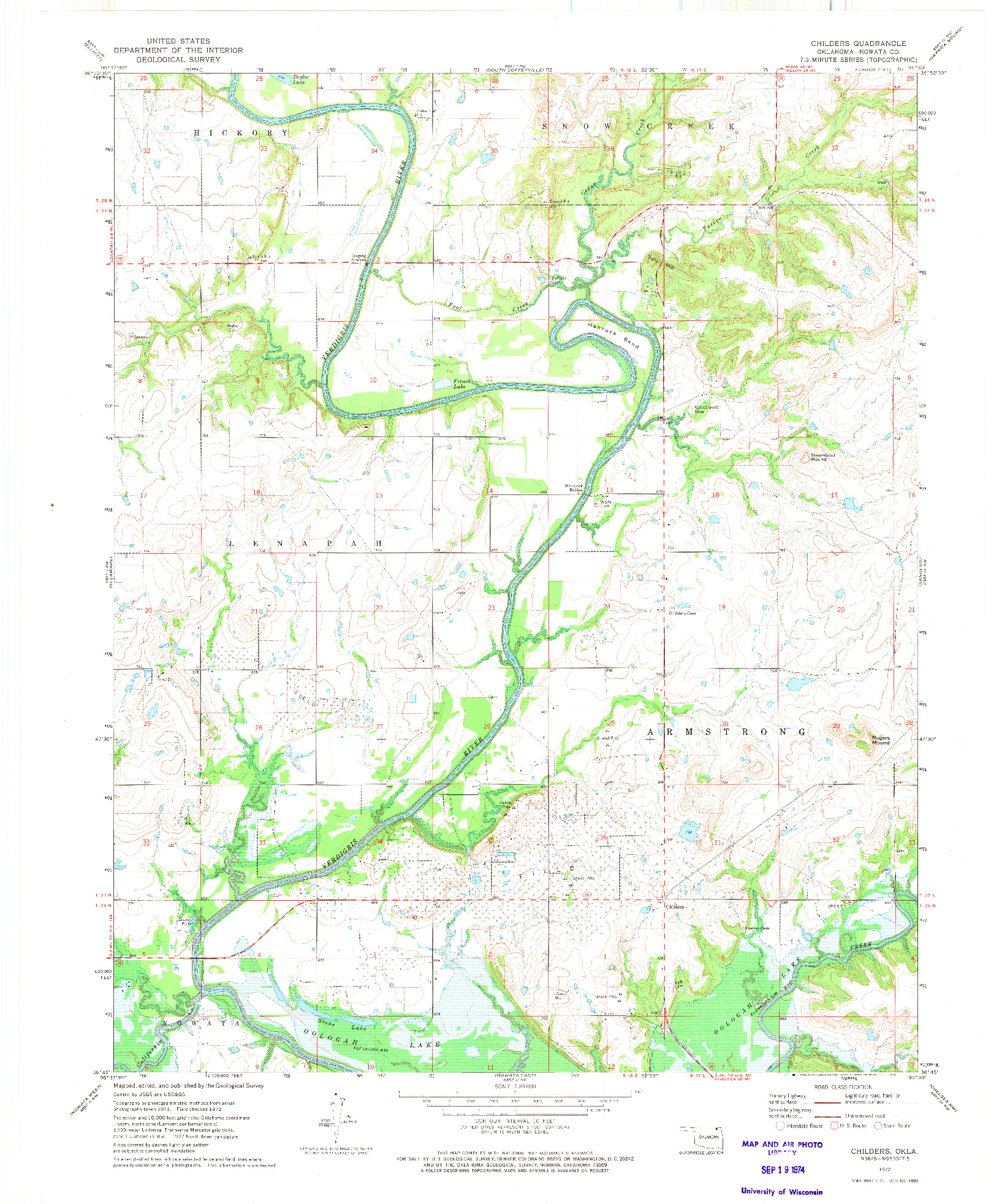 USGS 1:24000-SCALE QUADRANGLE FOR CHILDERS, OK 1972