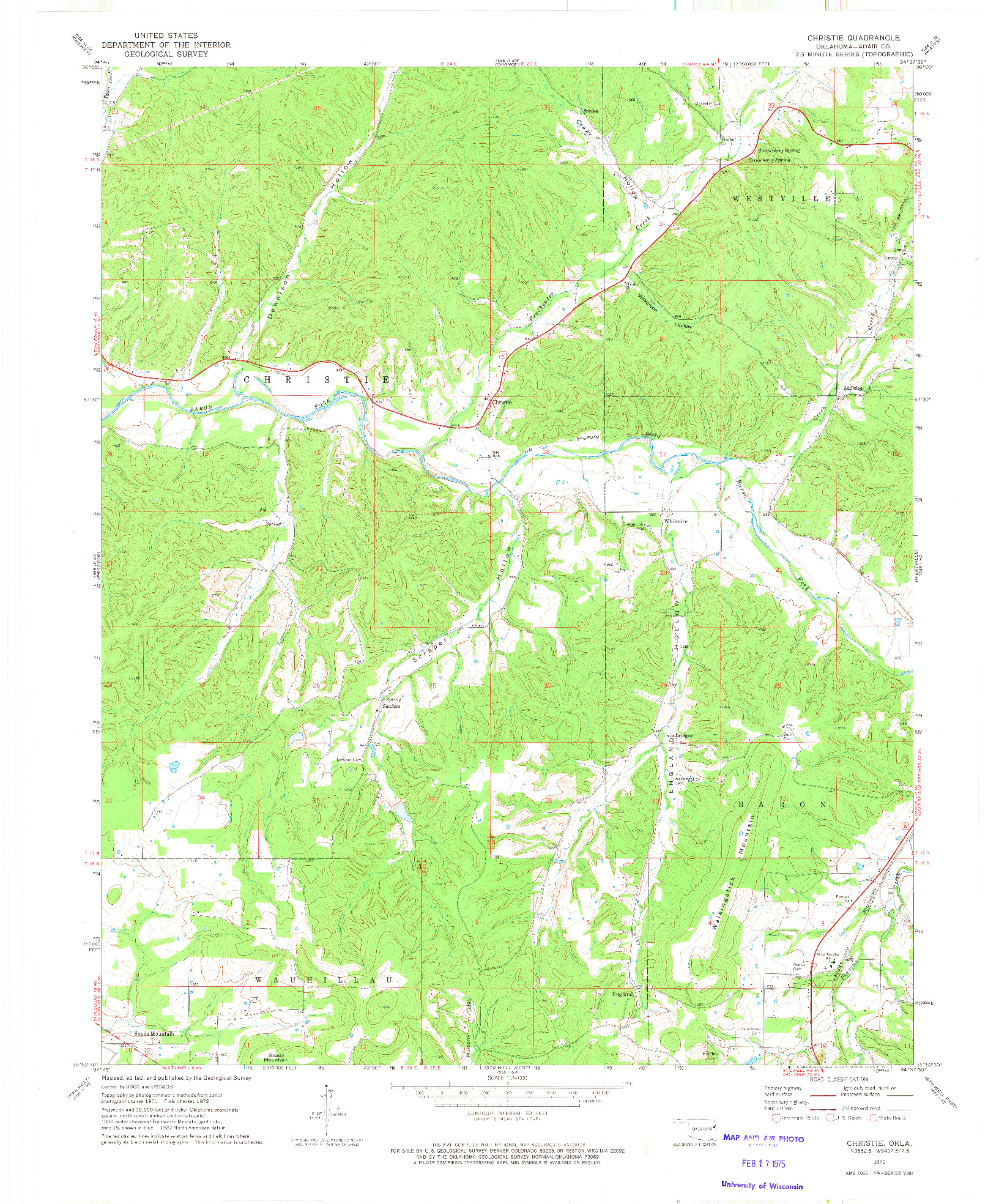 USGS 1:24000-SCALE QUADRANGLE FOR CHRISTIE, OK 1972