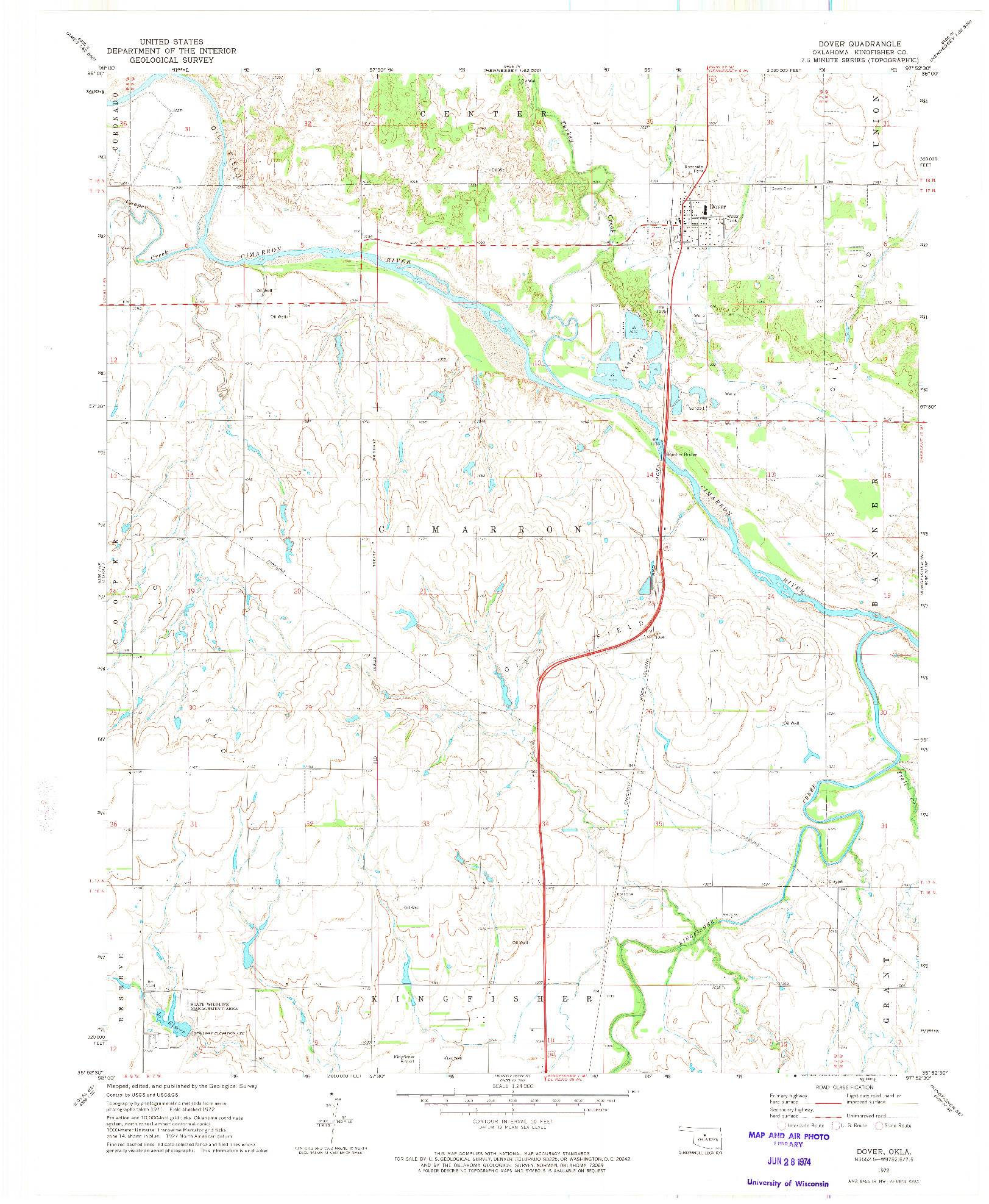 USGS 1:24000-SCALE QUADRANGLE FOR DOVER, OK 1972