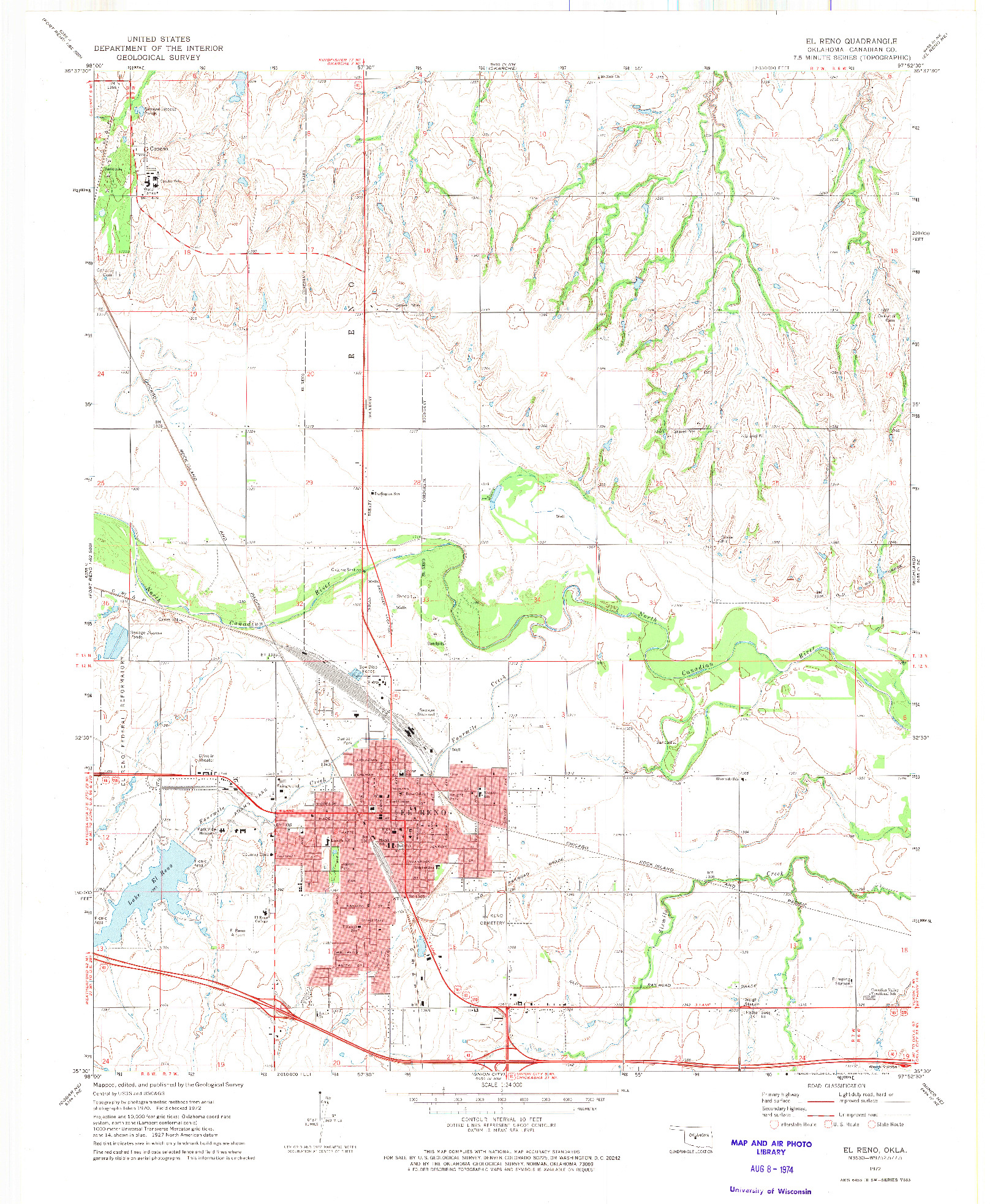 USGS 1:24000-SCALE QUADRANGLE FOR EL RENO, OK 1972