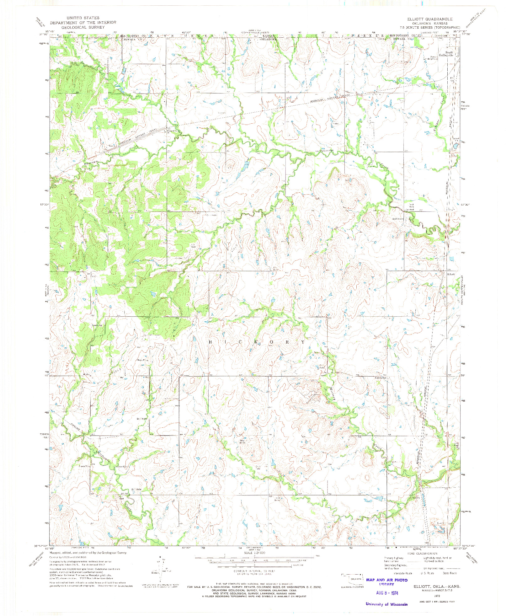 USGS 1:24000-SCALE QUADRANGLE FOR ELLIOTT, OK 1972