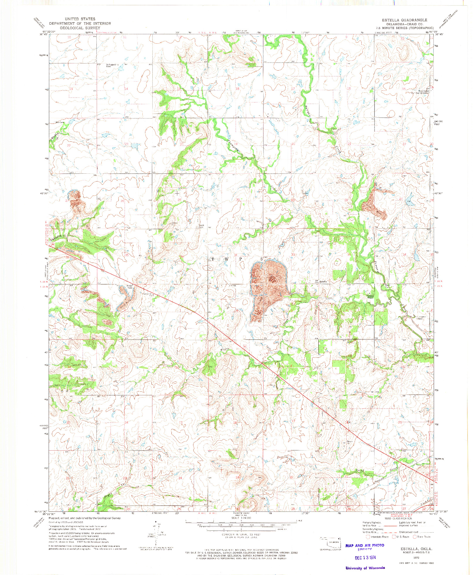 USGS 1:24000-SCALE QUADRANGLE FOR ESTELLA, OK 1972