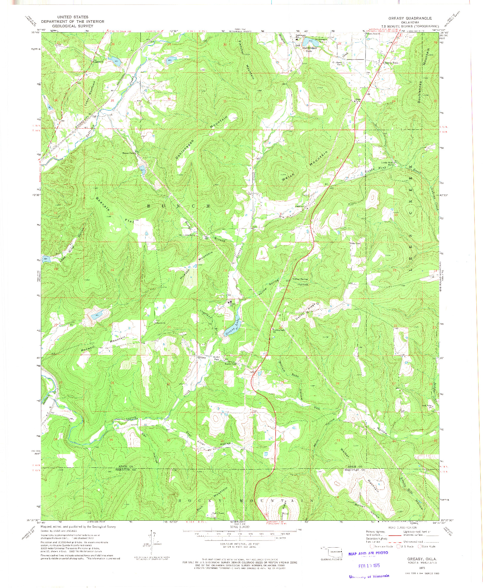 USGS 1:24000-SCALE QUADRANGLE FOR GREASY, OK 1973