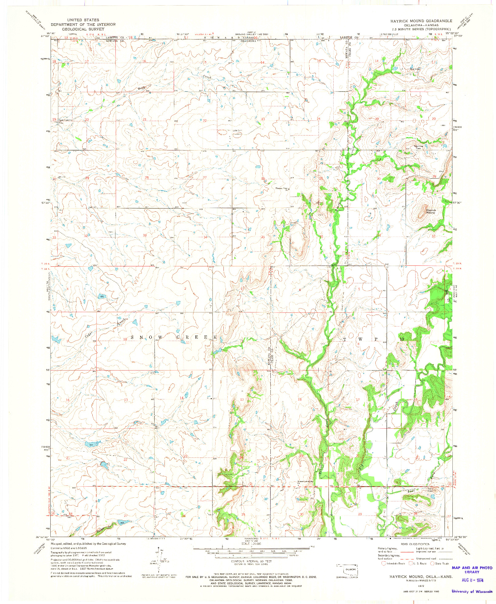 USGS 1:24000-SCALE QUADRANGLE FOR HAYRICK MOUND, OK 1972