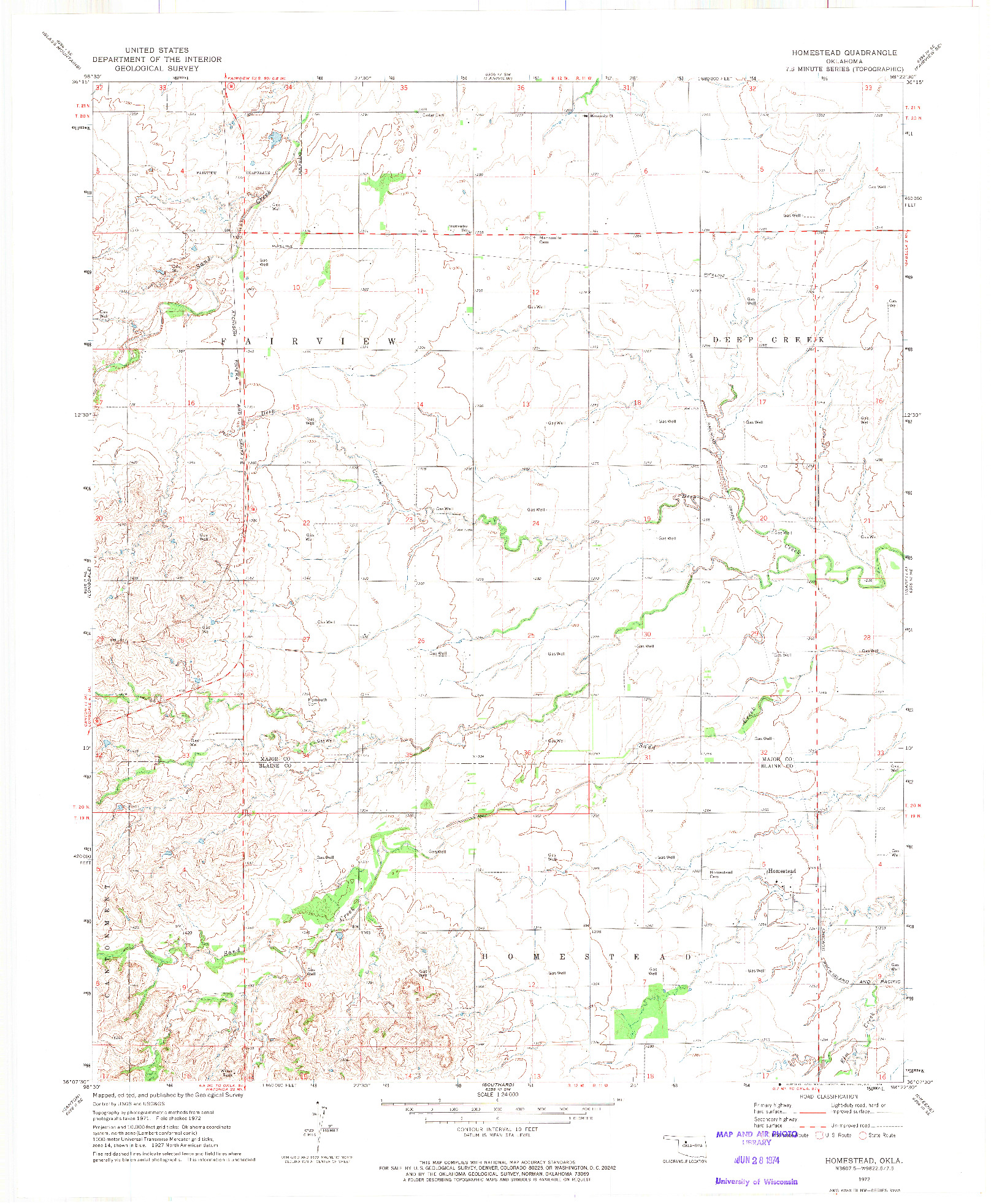 USGS 1:24000-SCALE QUADRANGLE FOR HOMESTEAD, OK 1972