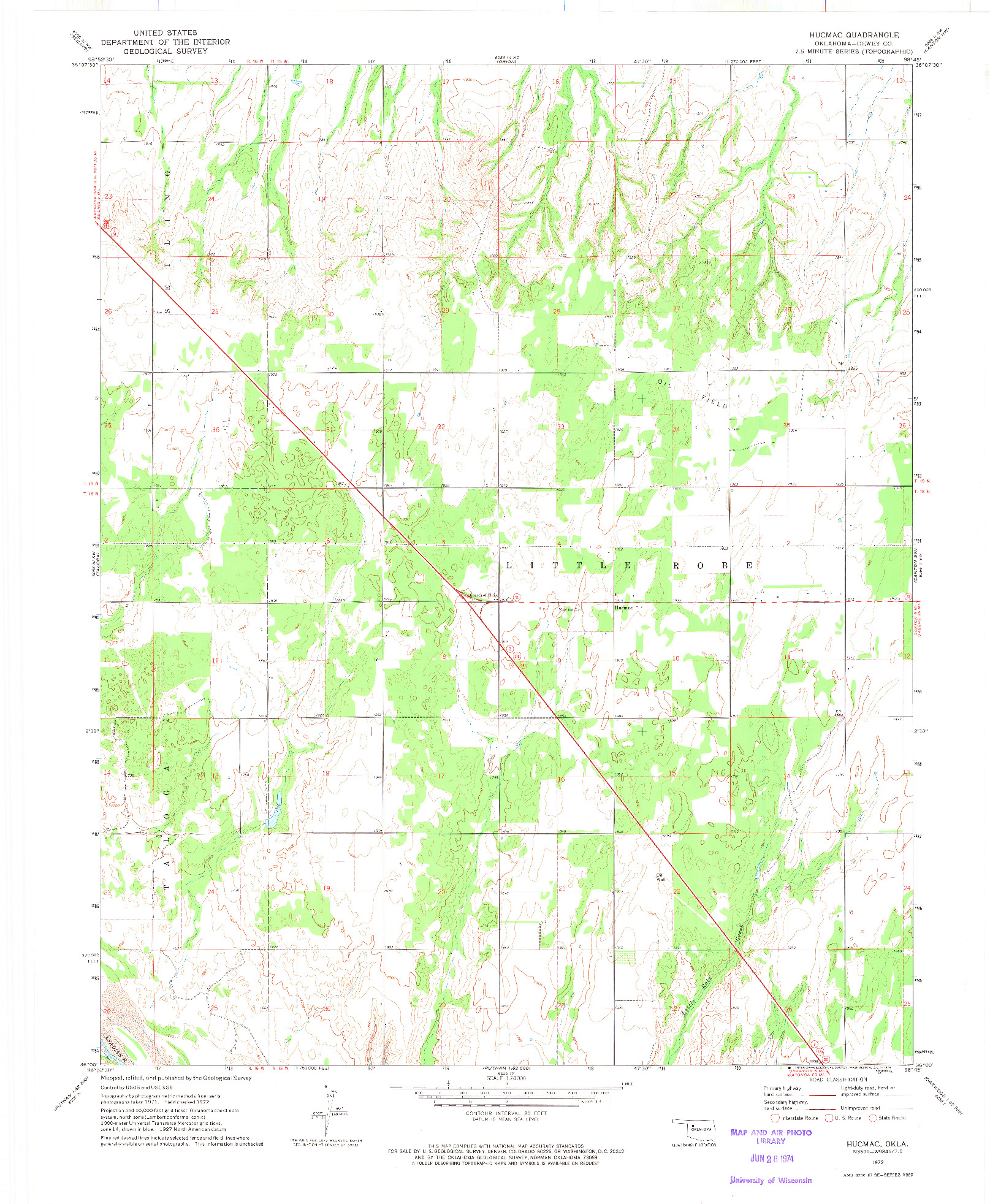 USGS 1:24000-SCALE QUADRANGLE FOR HUCMAC, OK 1972