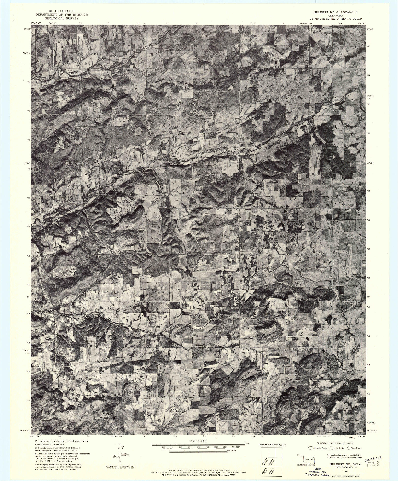 USGS 1:24000-SCALE QUADRANGLE FOR HULBERT NE, OK 1972