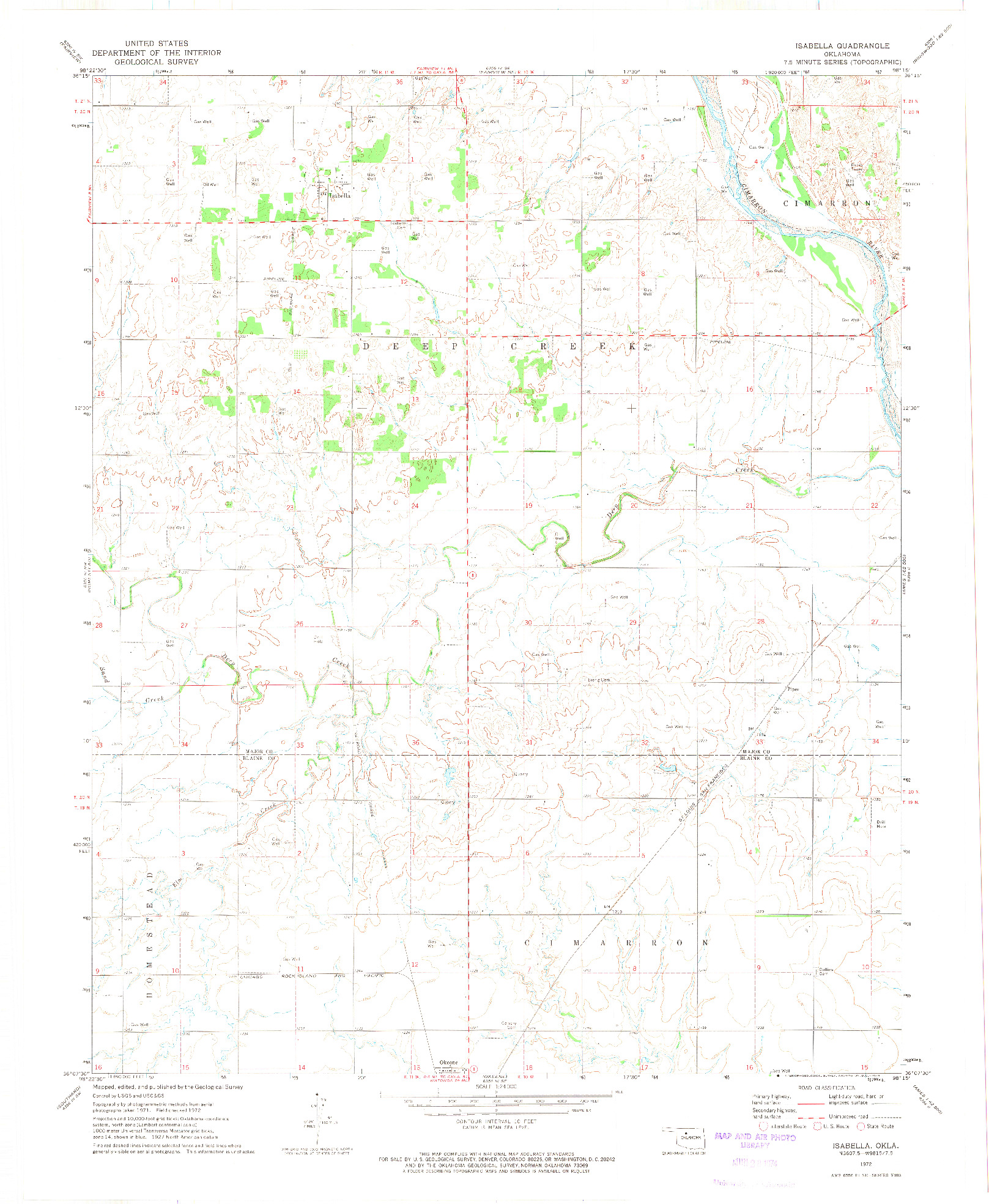 USGS 1:24000-SCALE QUADRANGLE FOR ISABELLA, OK 1972