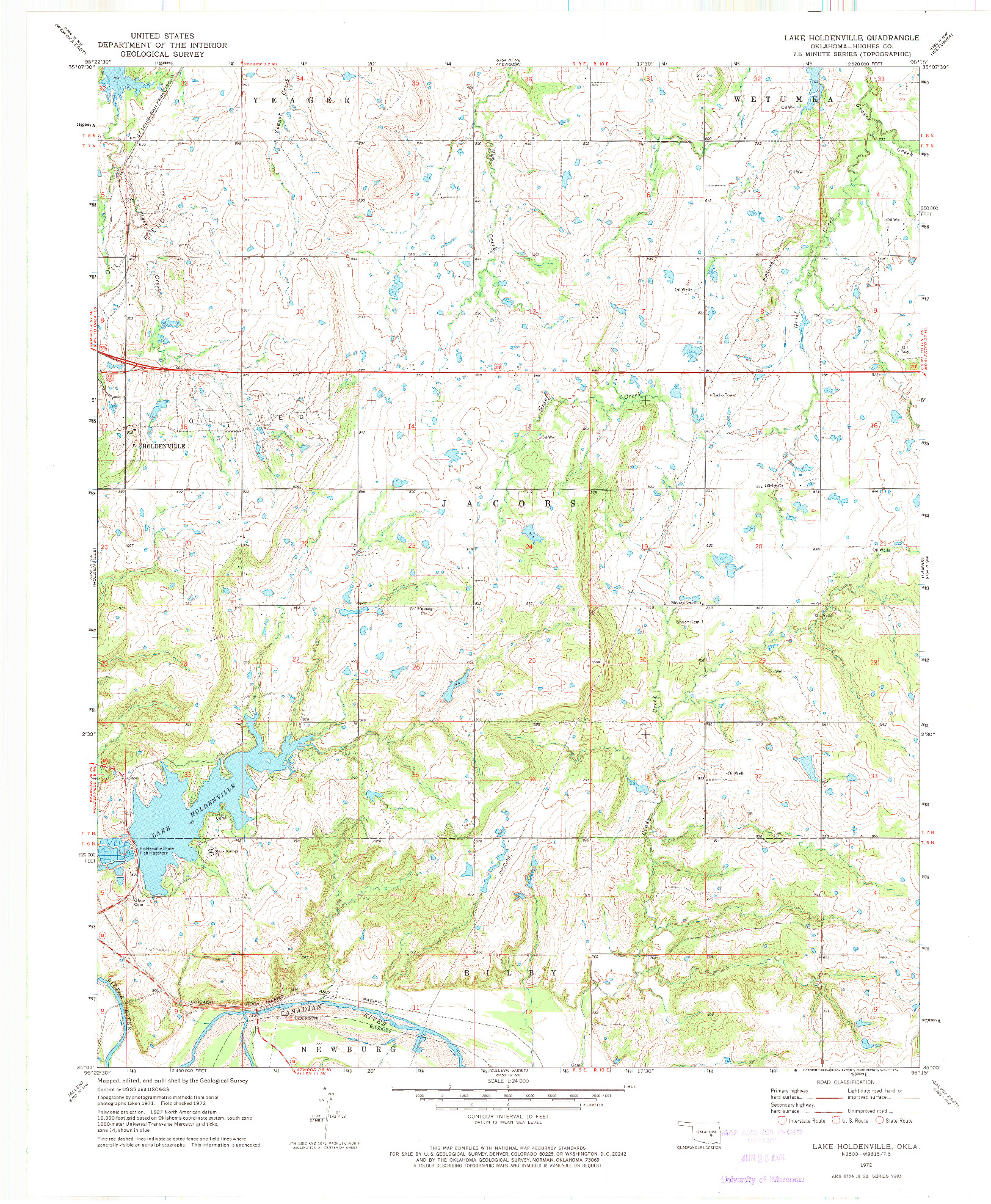 USGS 1:24000-SCALE QUADRANGLE FOR LAKE HOLDENVILLE, OK 1972
