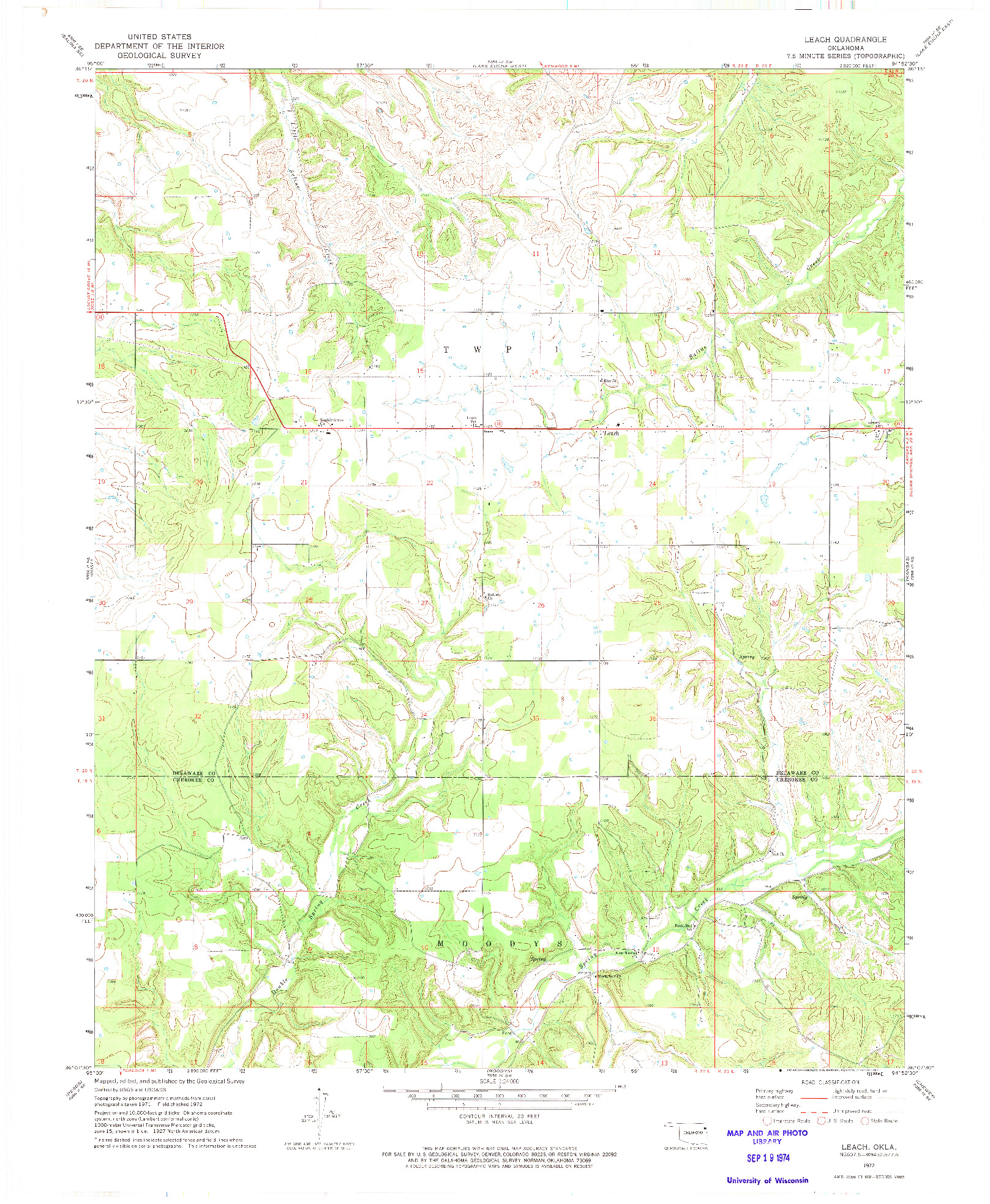 USGS 1:24000-SCALE QUADRANGLE FOR LEACH, OK 1972