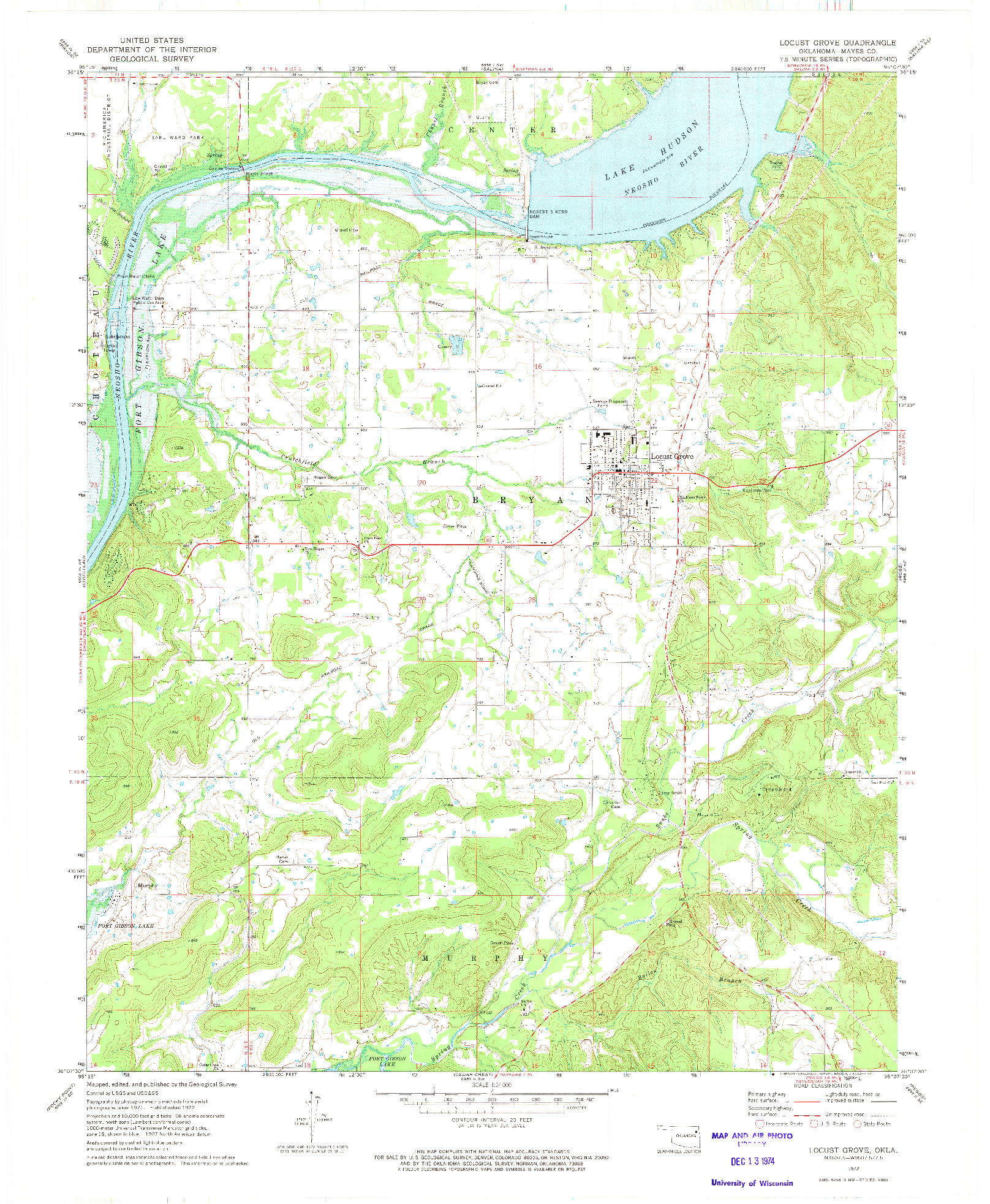 USGS 1:24000-SCALE QUADRANGLE FOR LOCUST GROVE, OK 1972