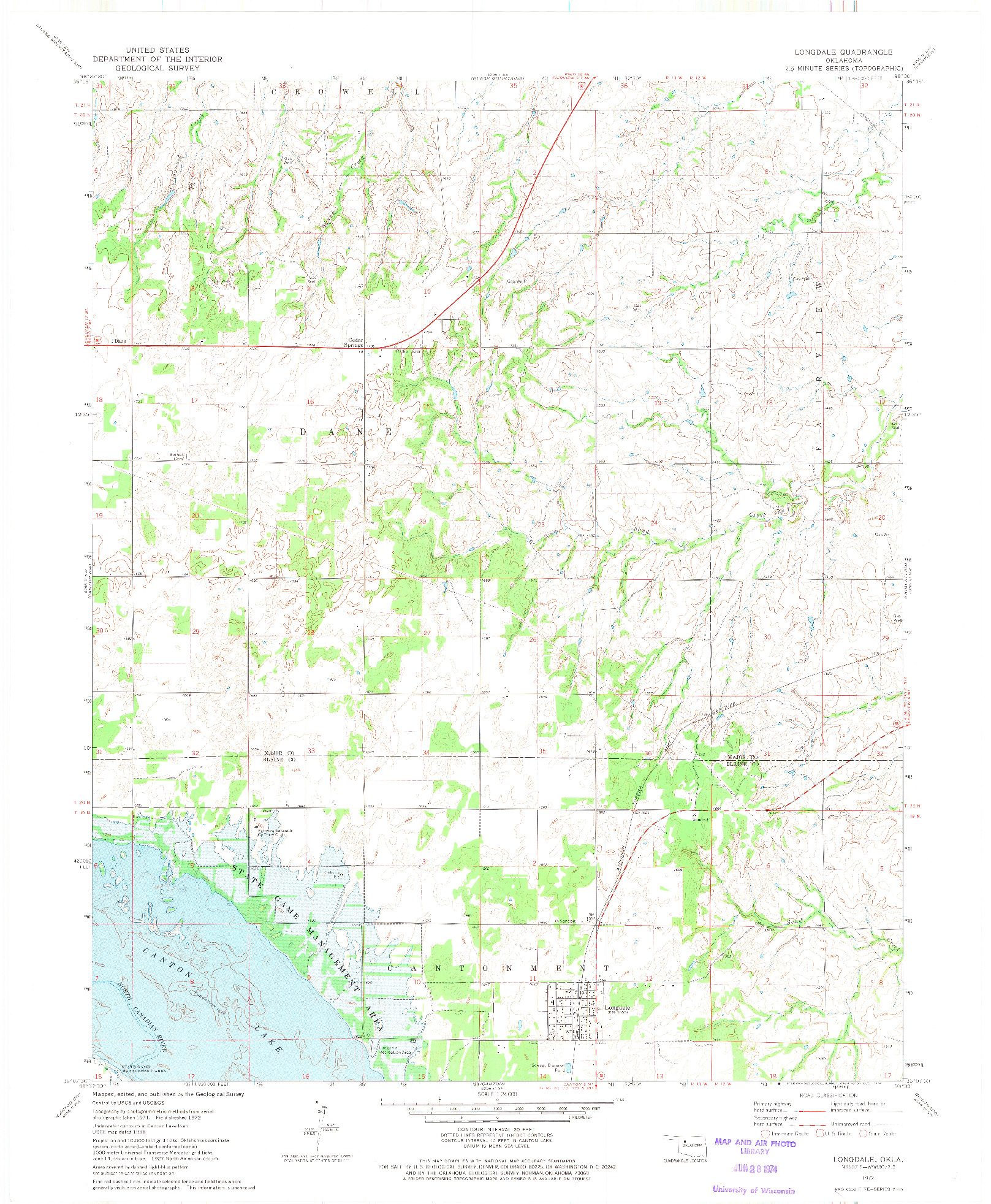 USGS 1:24000-SCALE QUADRANGLE FOR LONGDALE, OK 1972