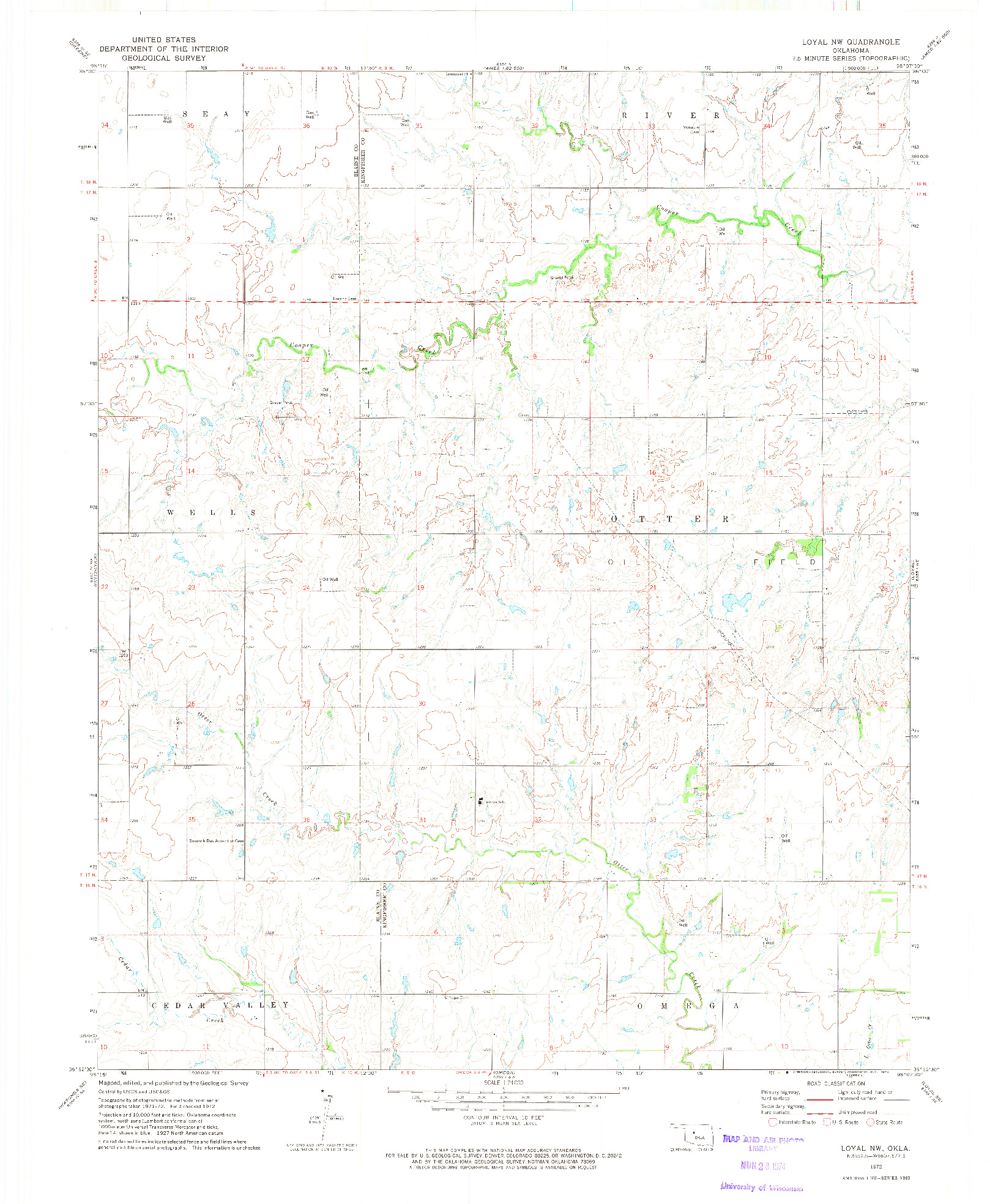 USGS 1:24000-SCALE QUADRANGLE FOR LOYAL NW, OK 1972