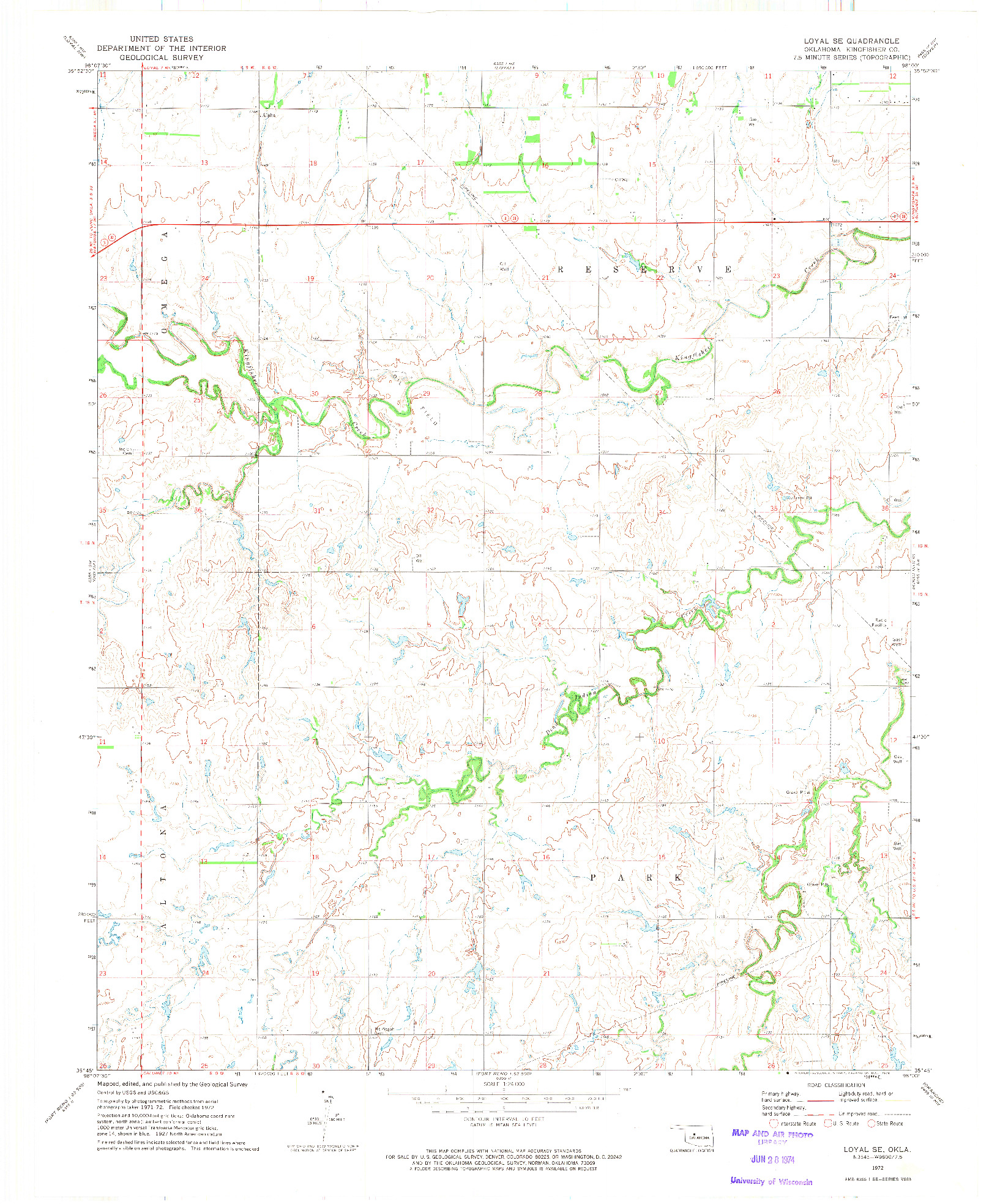 USGS 1:24000-SCALE QUADRANGLE FOR LOYAL SE, OK 1972