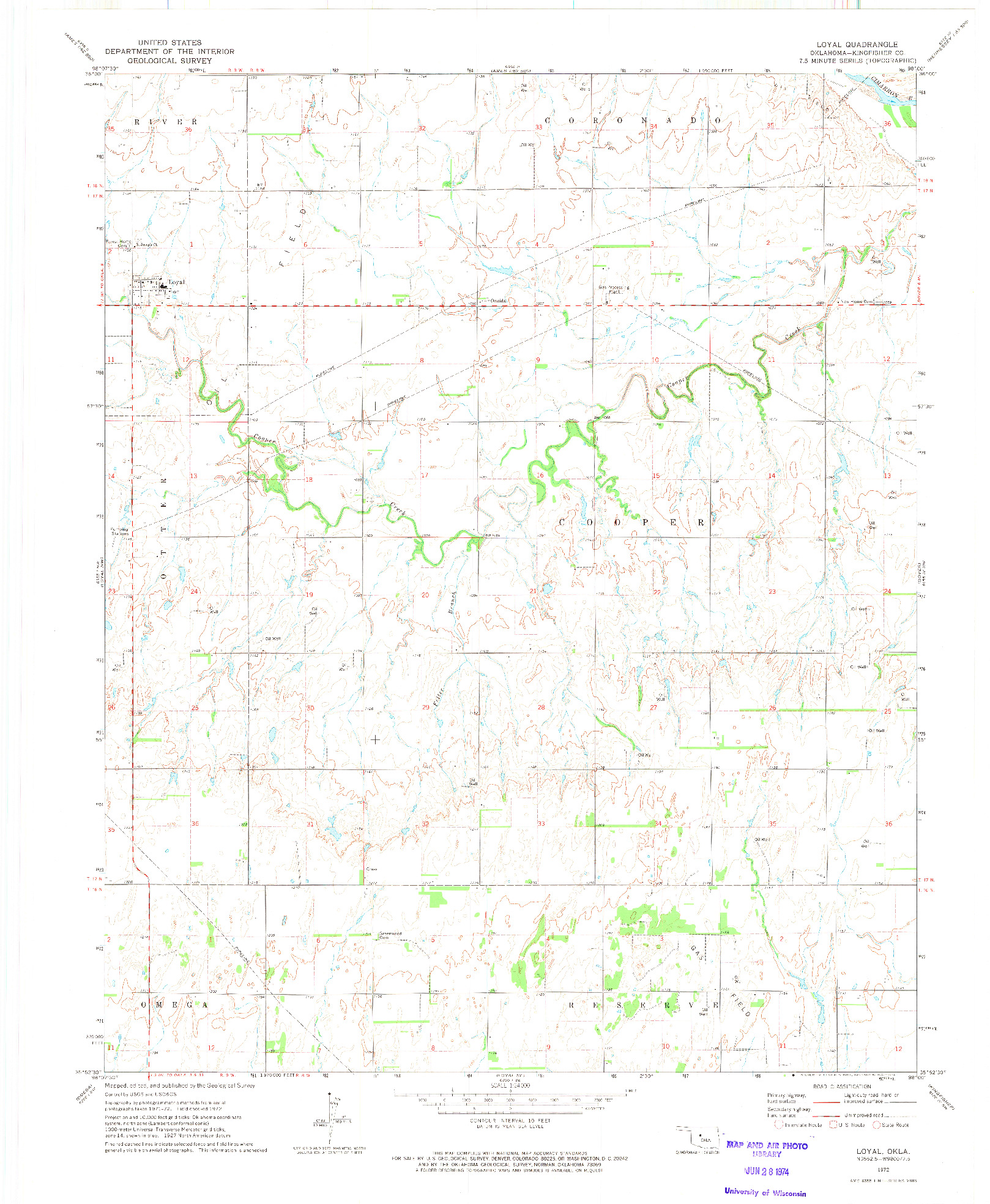 USGS 1:24000-SCALE QUADRANGLE FOR LOYAL, OK 1972