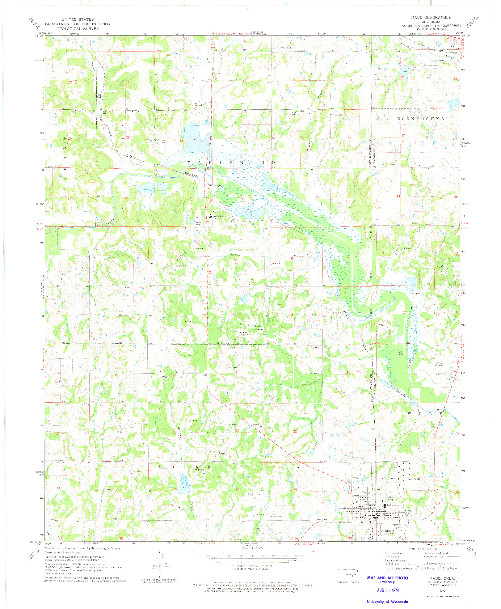 USGS 1:24000-SCALE QUADRANGLE FOR MAUD, OK 1972