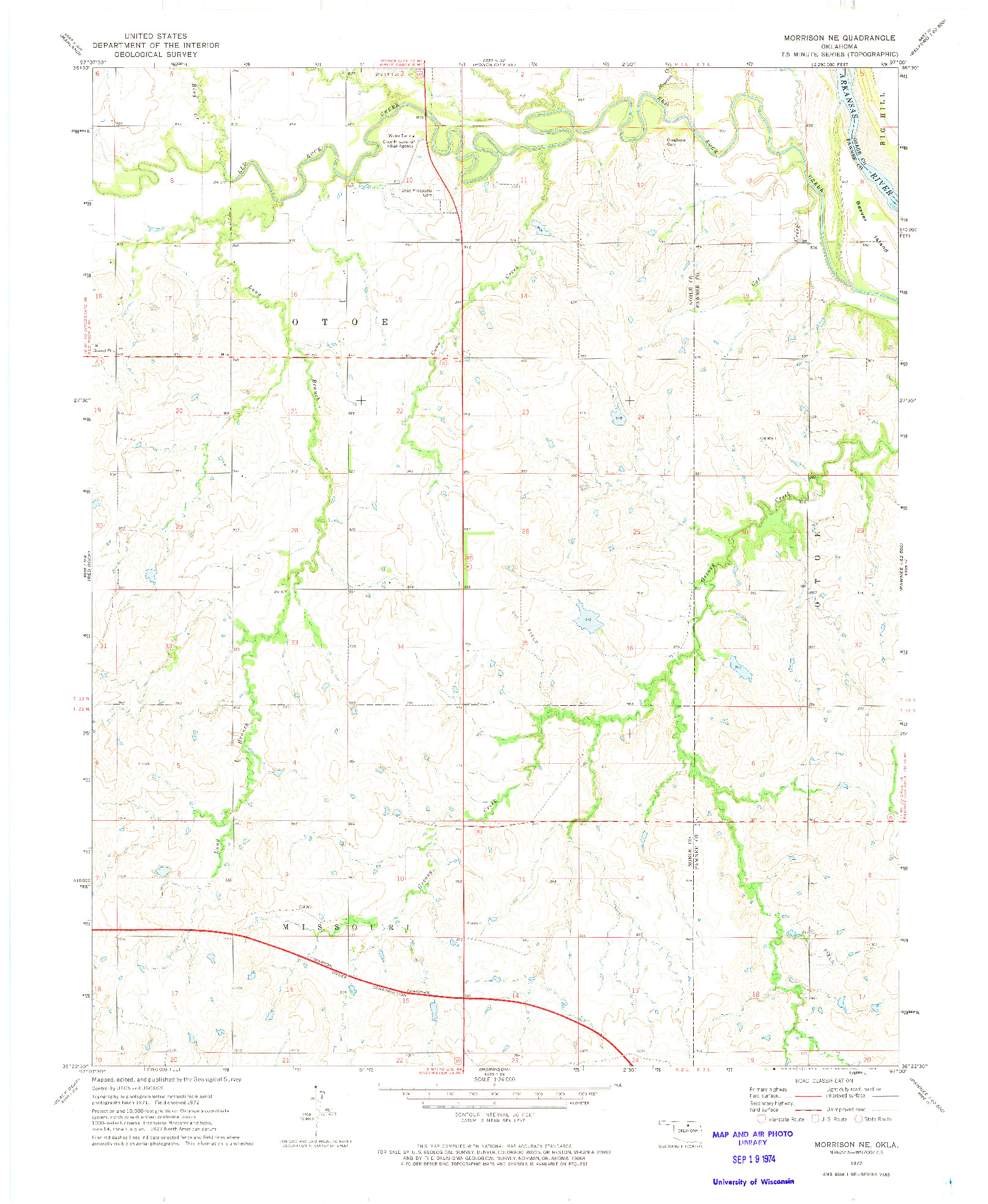 USGS 1:24000-SCALE QUADRANGLE FOR MORRISON NE, OK 1972