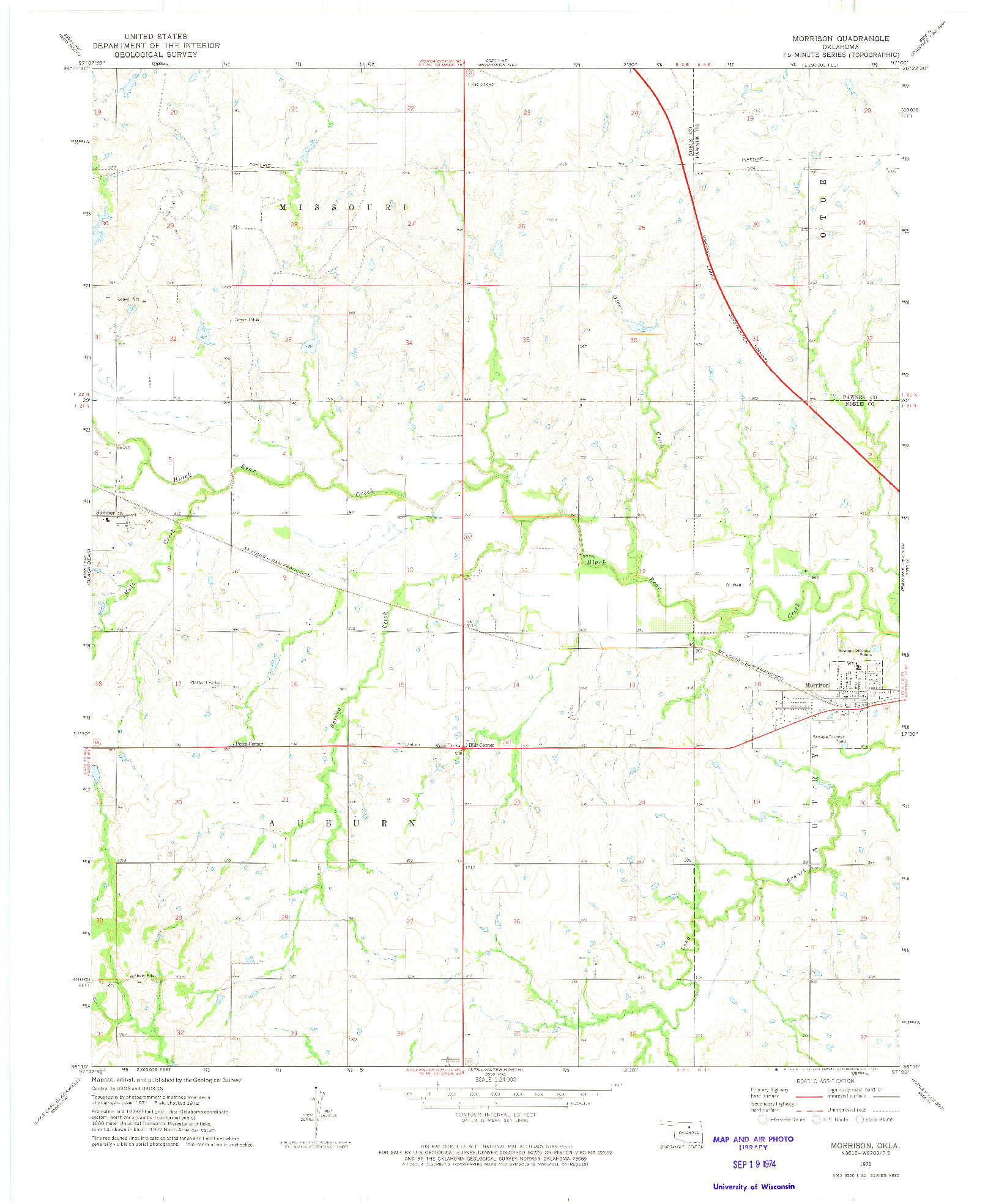 USGS 1:24000-SCALE QUADRANGLE FOR MORRISON, OK 1972