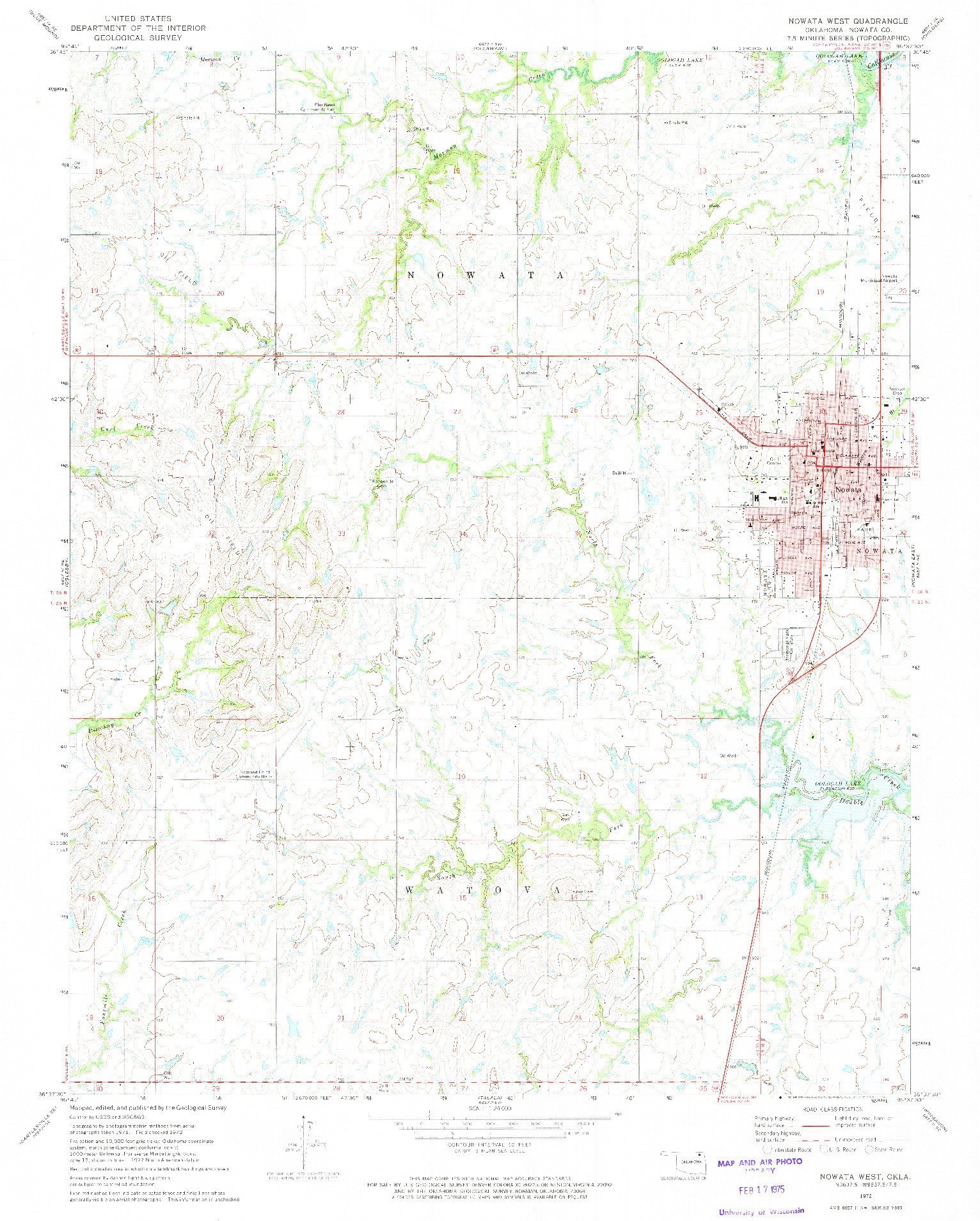 USGS 1:24000-SCALE QUADRANGLE FOR NOWATA WEST, OK 1972