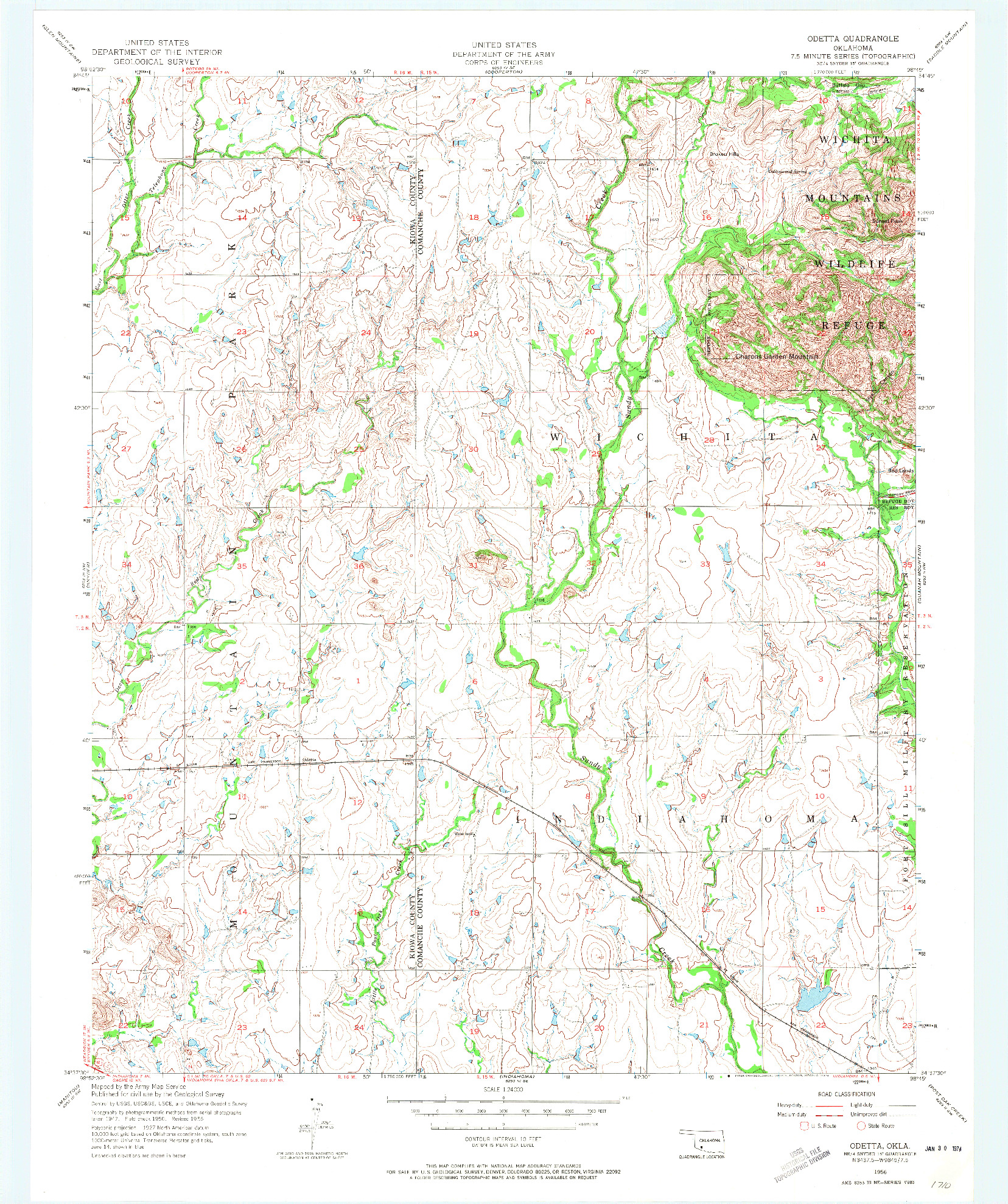 USGS 1:24000-SCALE QUADRANGLE FOR ODETTA, OK 1956