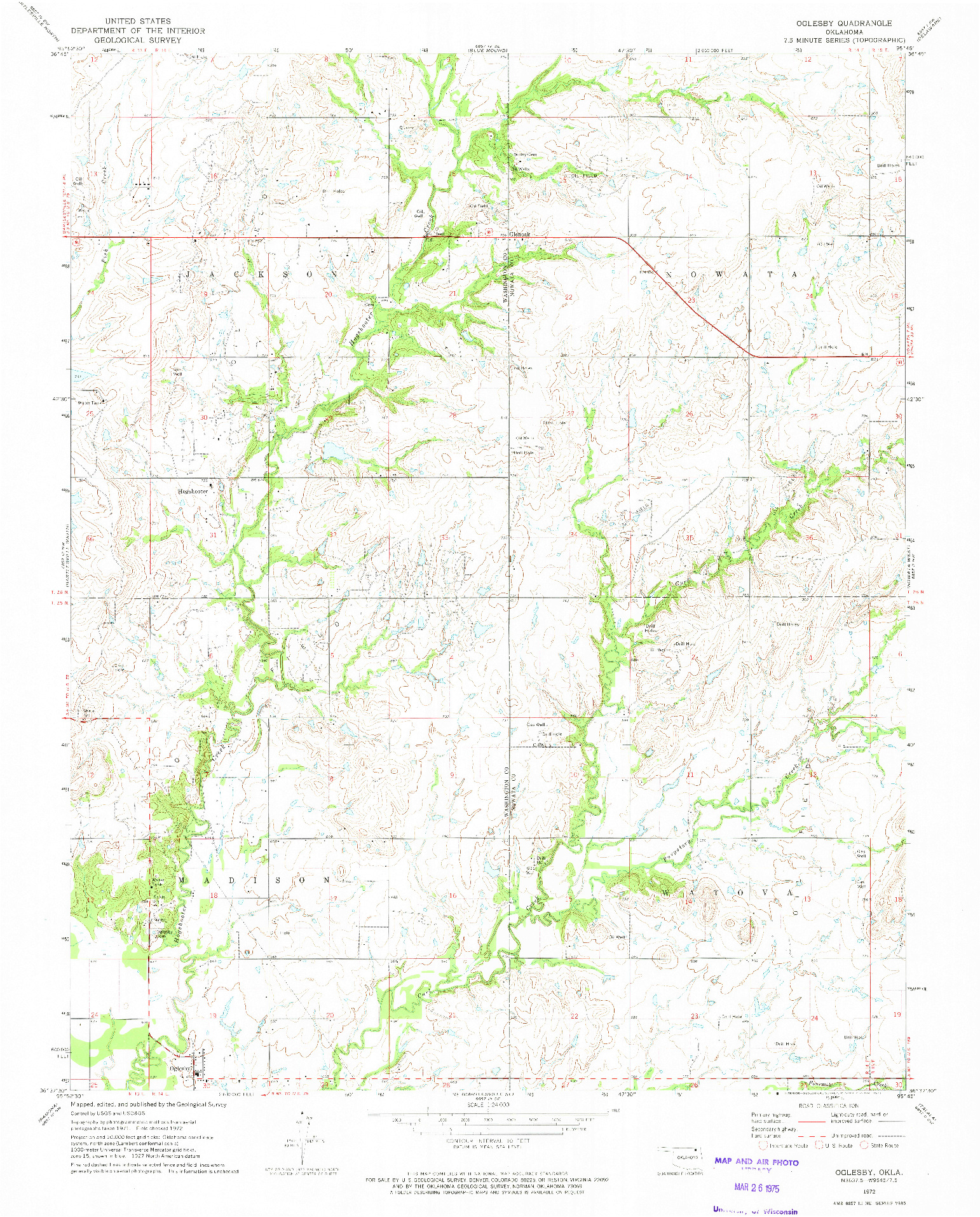 USGS 1:24000-SCALE QUADRANGLE FOR OGLESBY, OK 1972