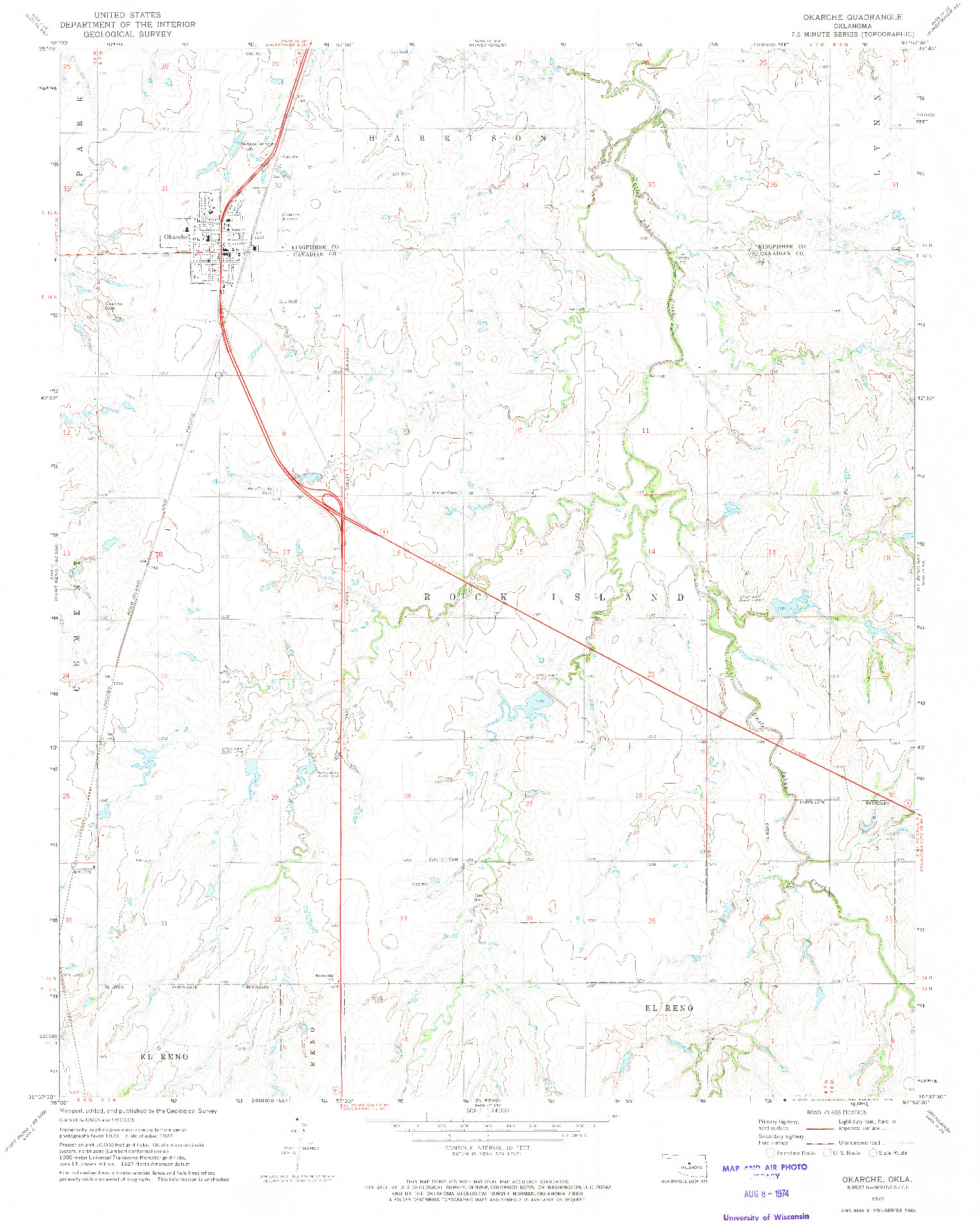 USGS 1:24000-SCALE QUADRANGLE FOR OKARCHE, OK 1972
