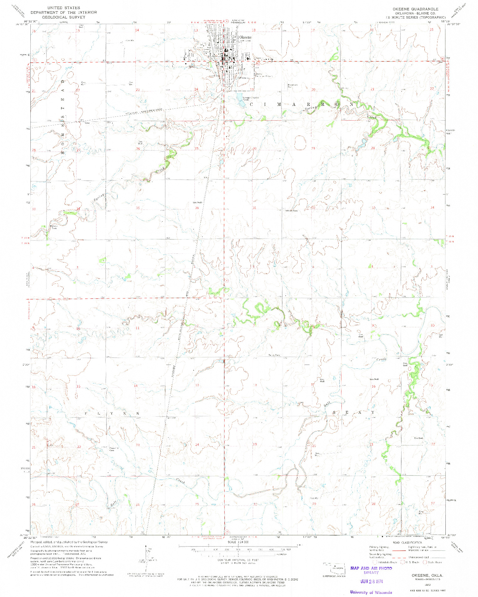 USGS 1:24000-SCALE QUADRANGLE FOR OKEENE, OK 1972