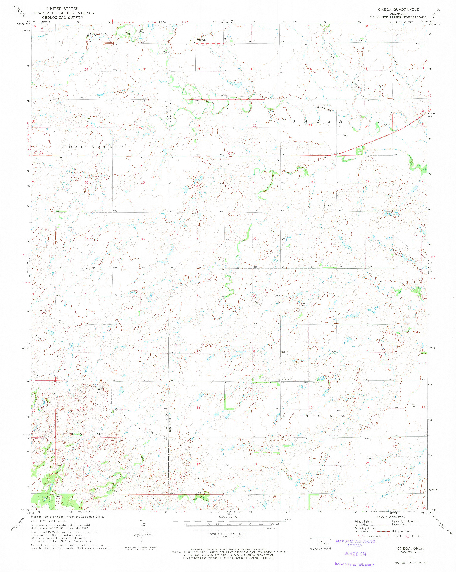 USGS 1:24000-SCALE QUADRANGLE FOR OMEGA, OK 1972