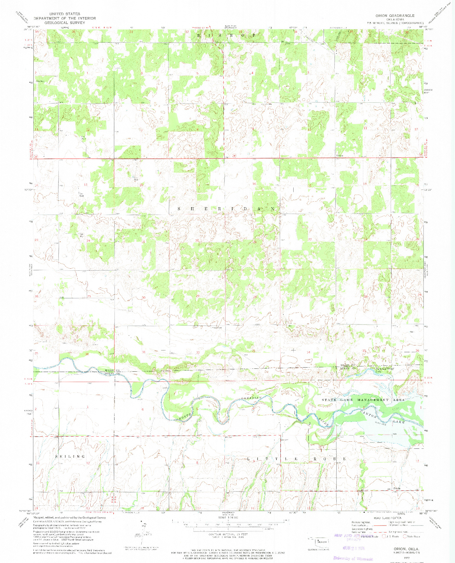 USGS 1:24000-SCALE QUADRANGLE FOR ORION, OK 1972