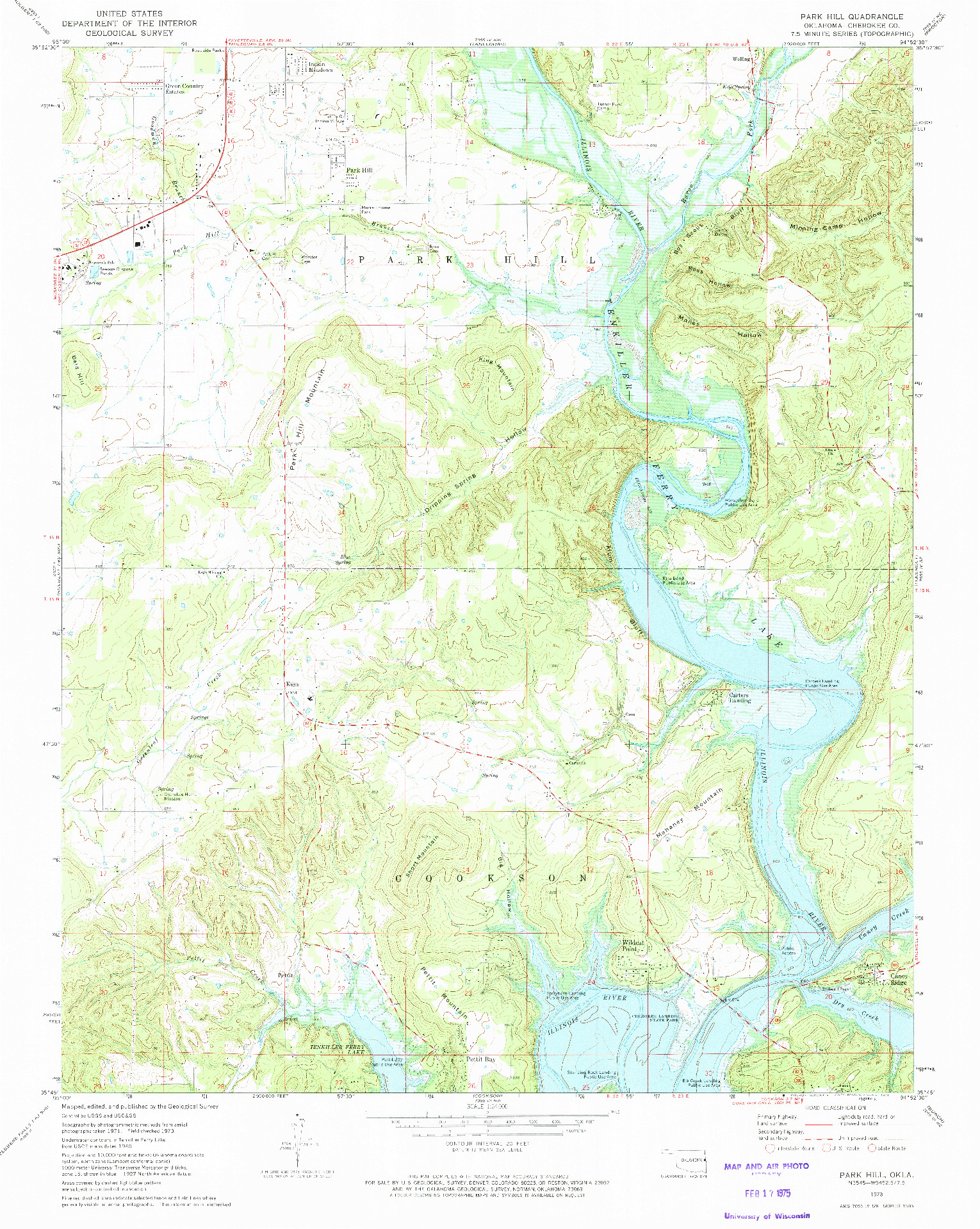 USGS 1:24000-SCALE QUADRANGLE FOR PARK HILL, OK 1973